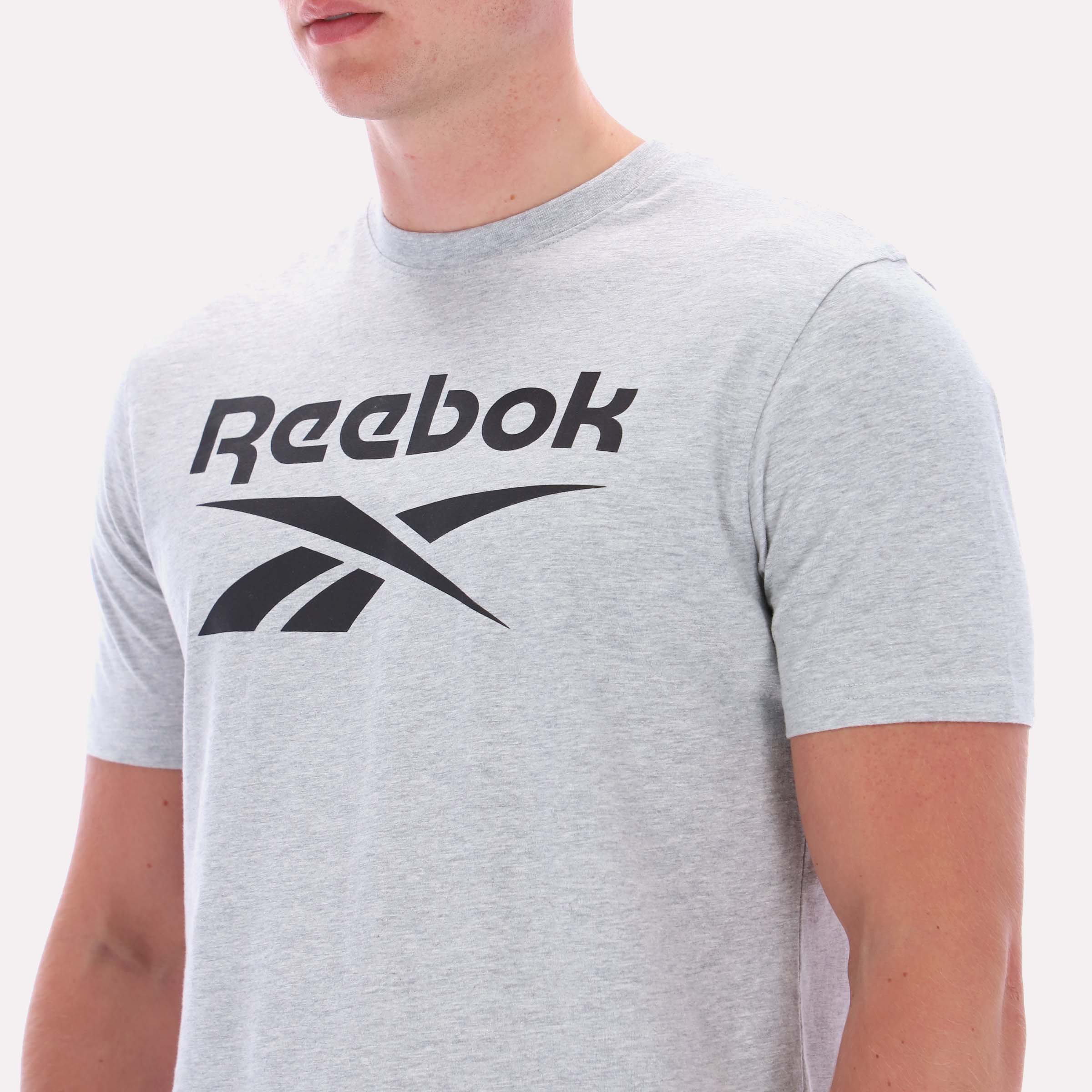 Reebok Men's Chad Big Logo Crew Neck Ss Tee  Reg In Light Grey Marl