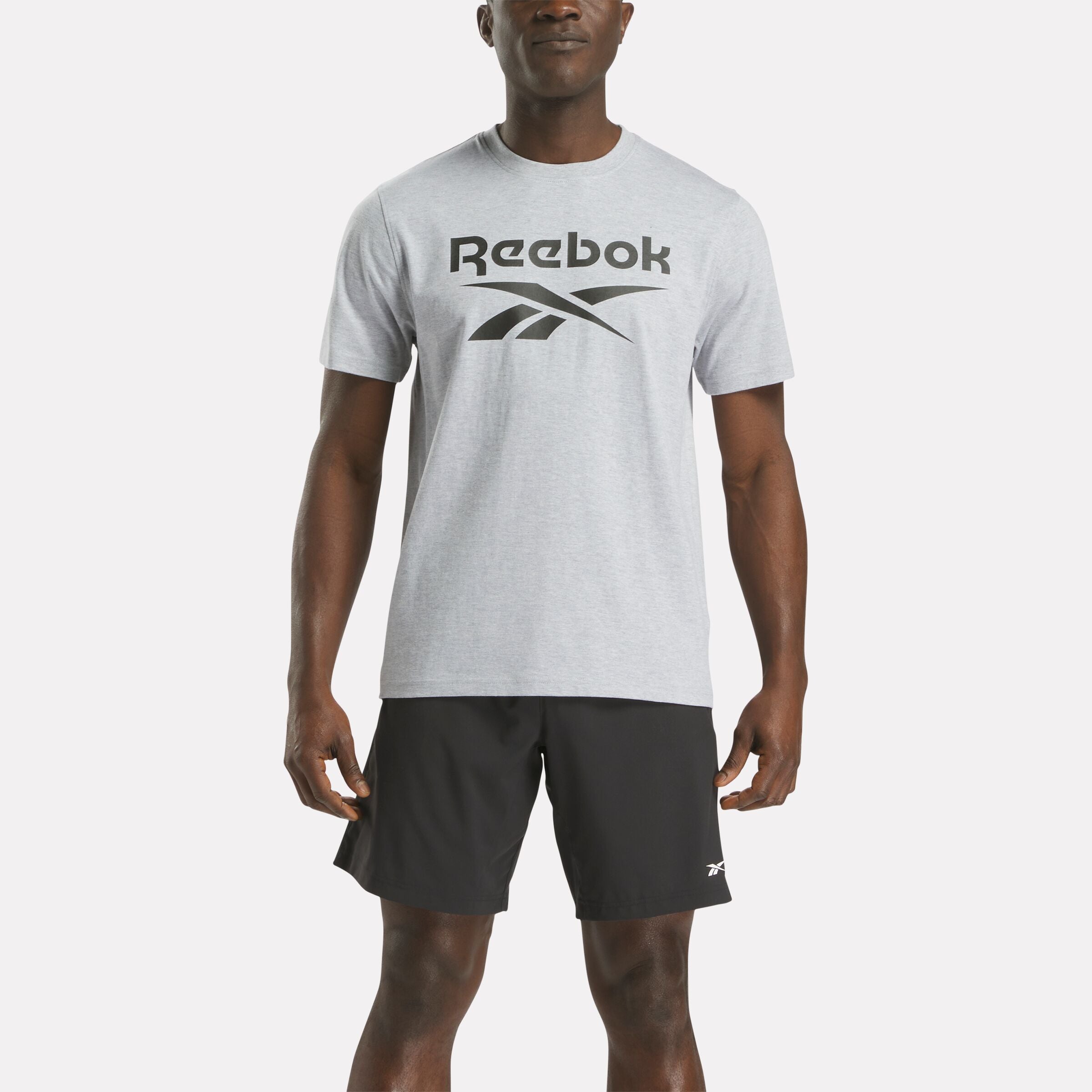 Reebok Men's Chad Big Logo Crew Neck Ss Tee  Reg In Light Grey Marl