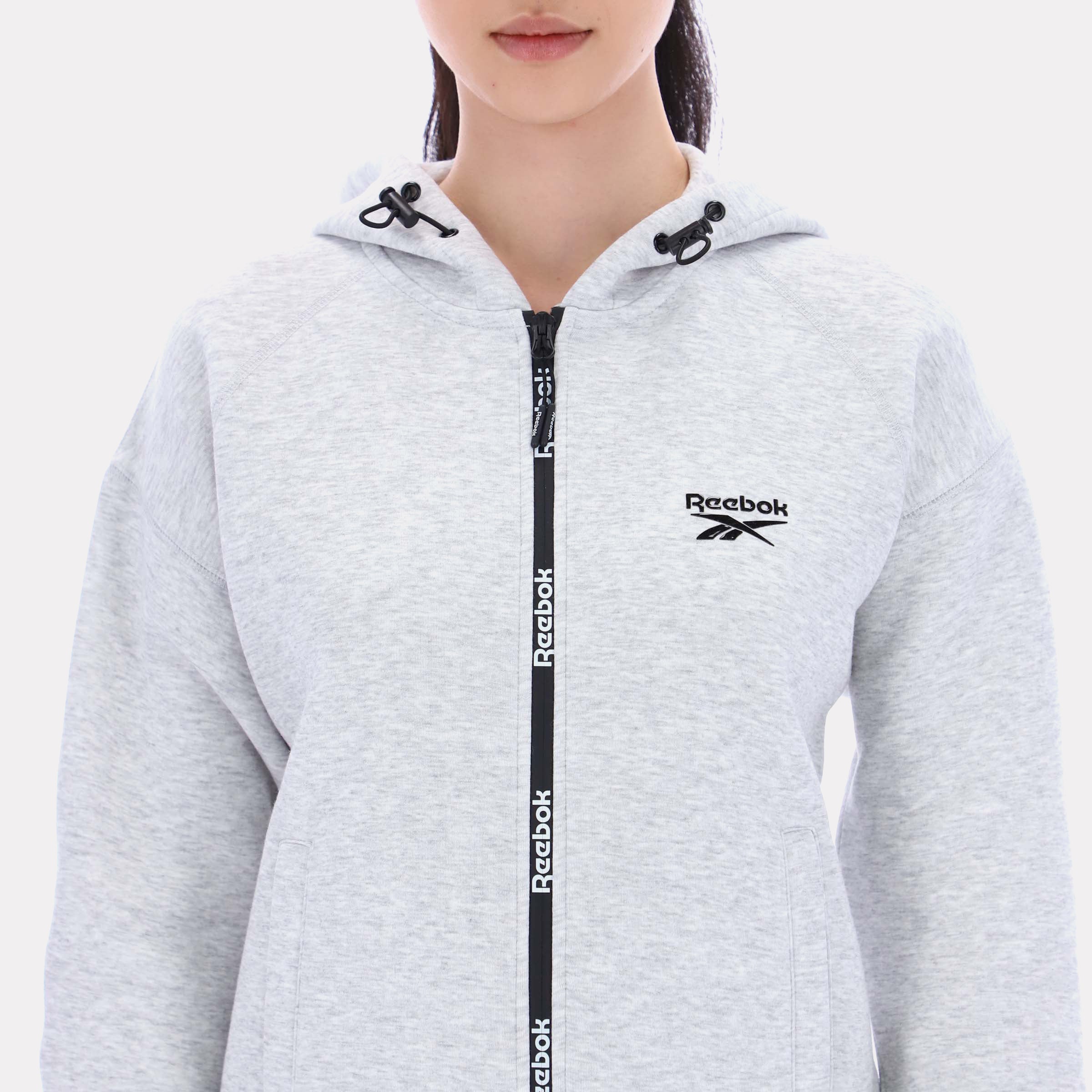 Reebok Women's Zip Through Hoody  In Silver REG