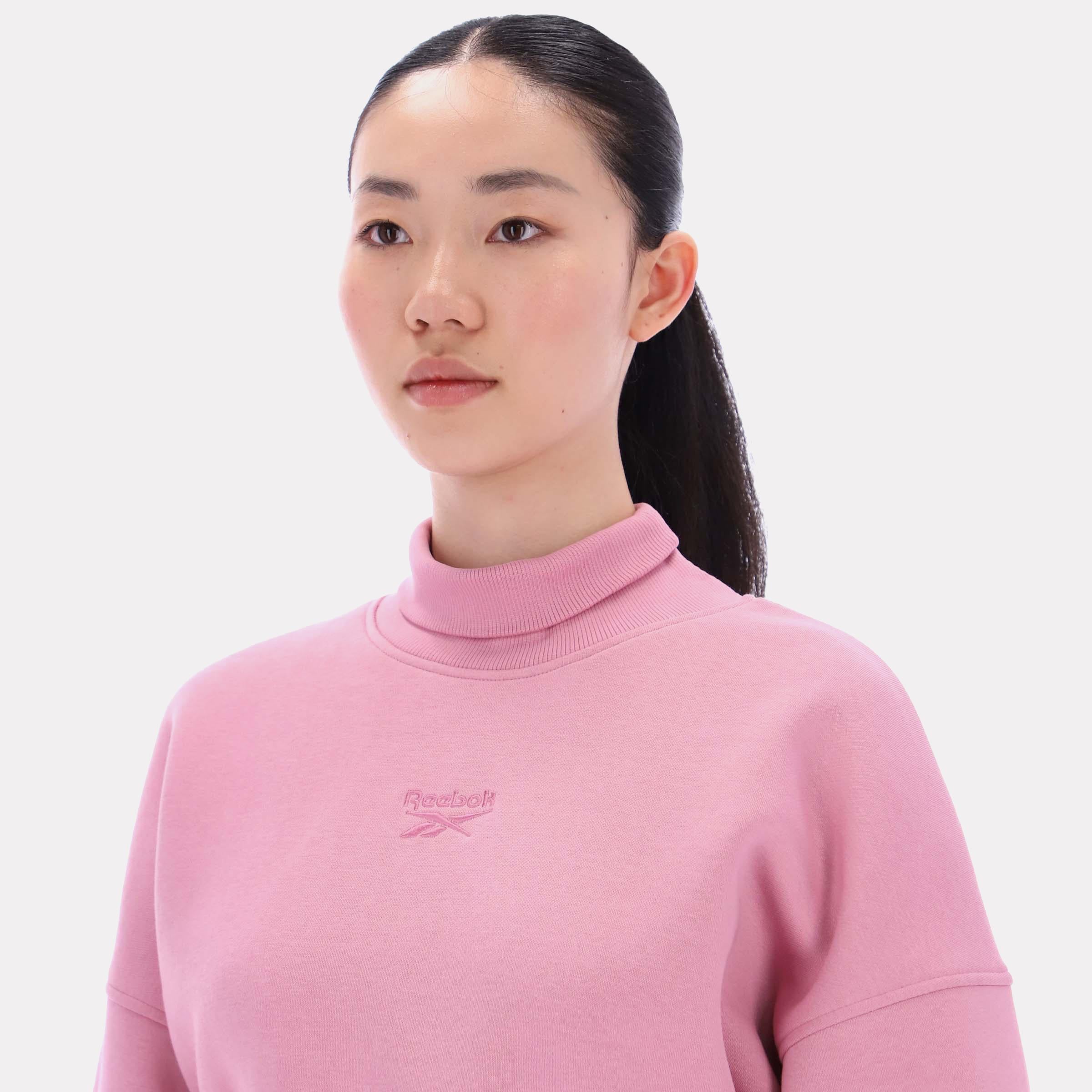 Reebok Women's Eyeball Cropped Crewneck Sweatshirt  In Dusty Rose REG