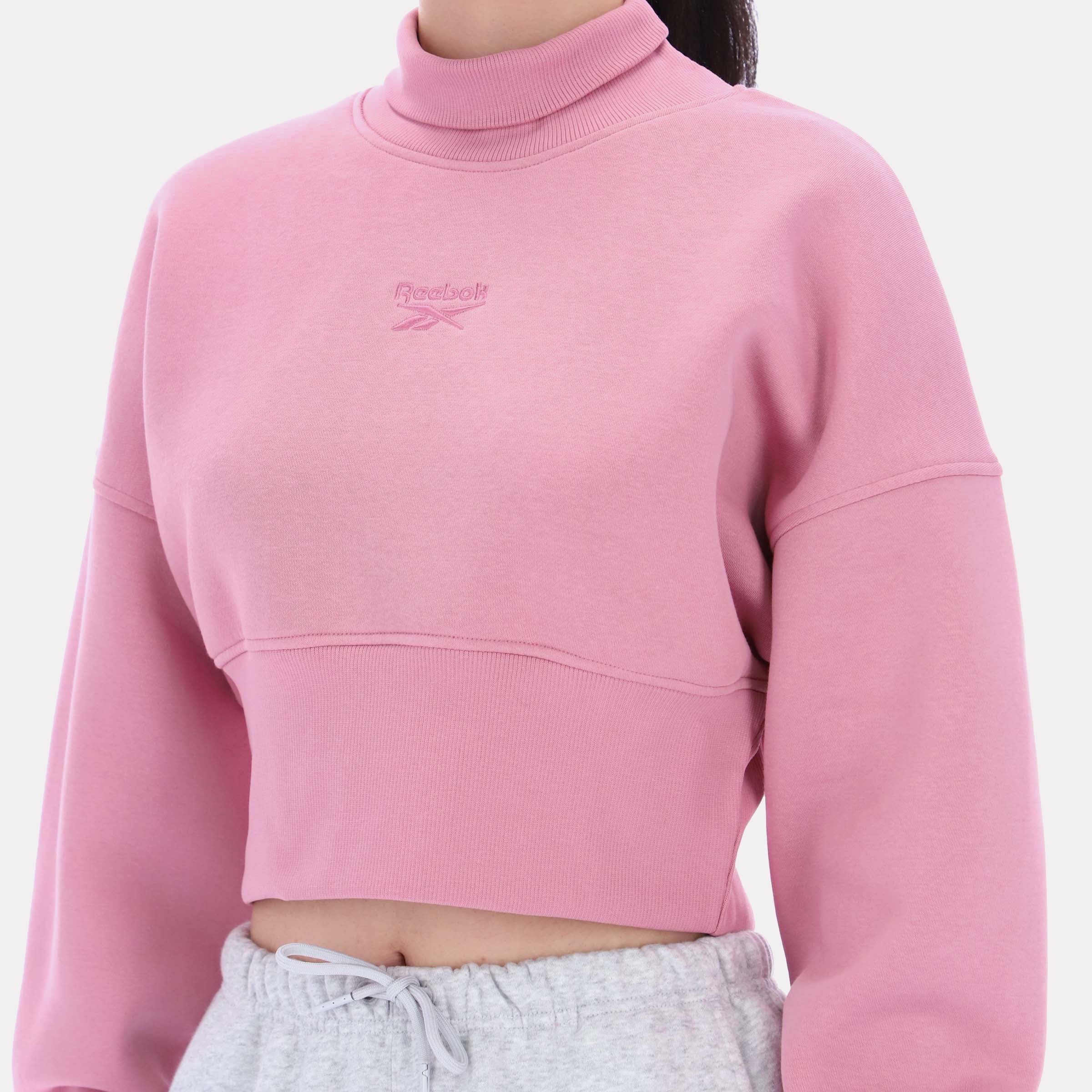Reebok Women's Eyeball Cropped Crewneck Sweatshirt  In Dusty Rose REG