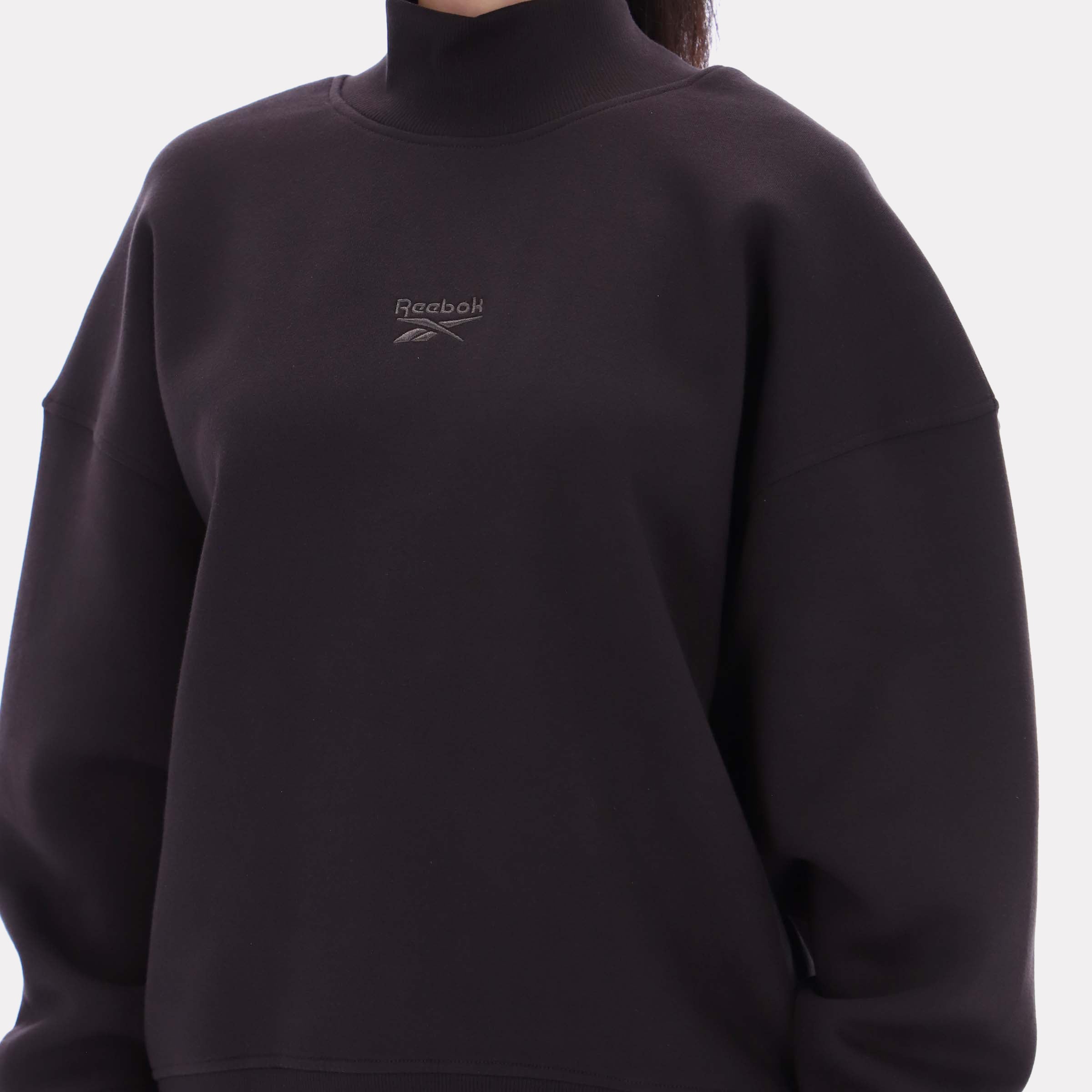 Reebok Women's Harper Longline Roll Neck Sweatshirt  In Washed Black REG