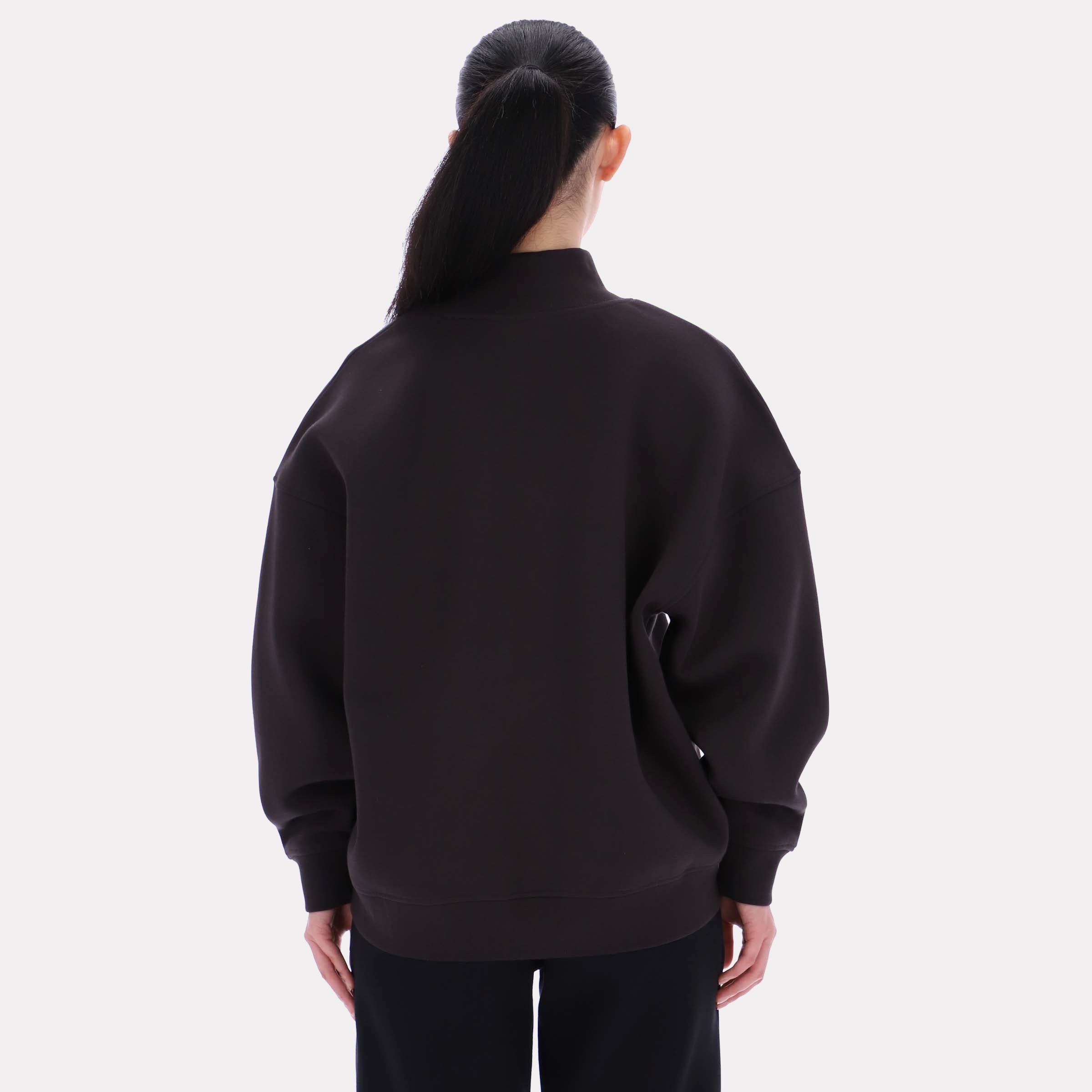 Reebok Women's Harper Longline Roll Neck Sweatshirt  Reg In Washed Black