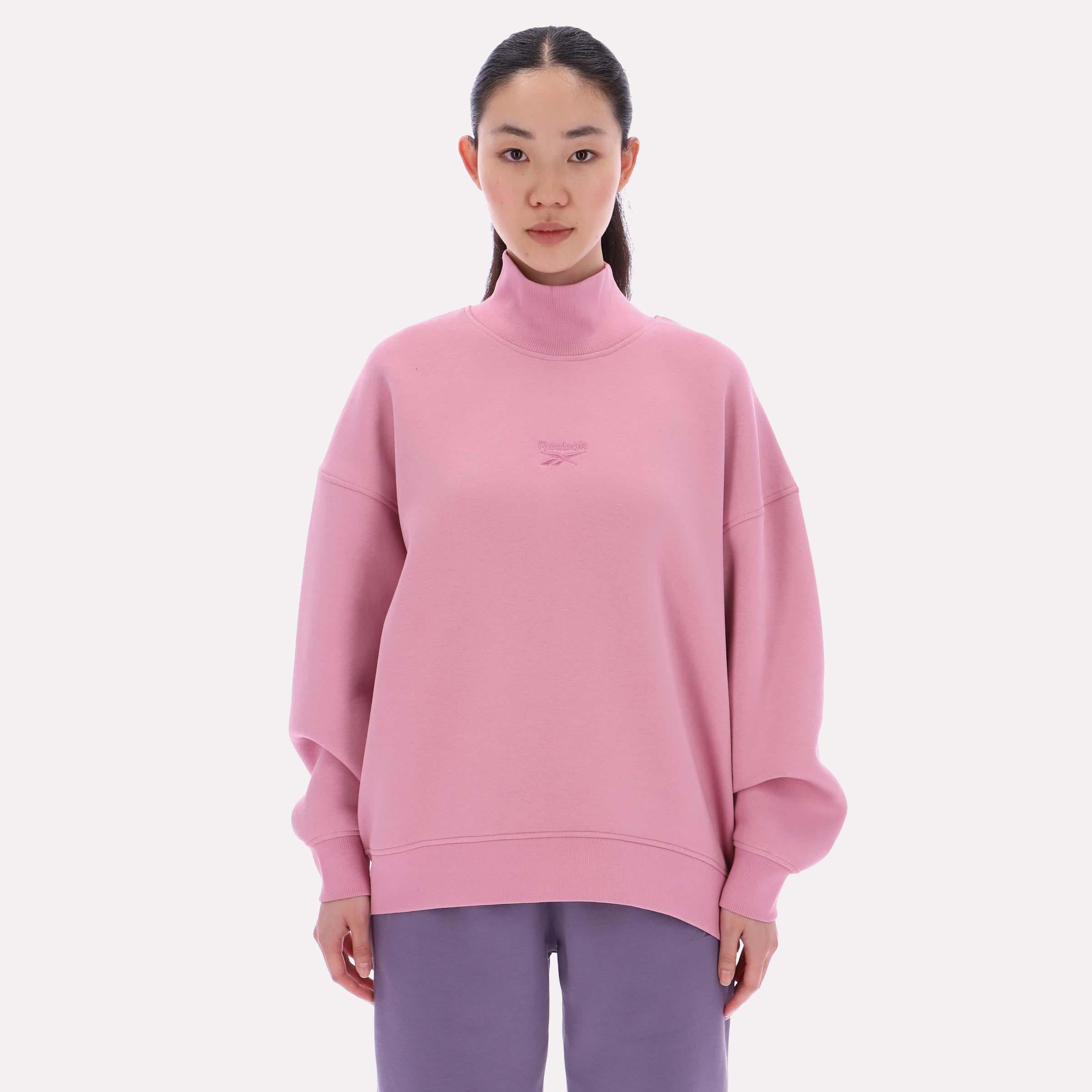 Reebok Apparel  Women's Harper Longline Roll Neck Sweatshirt Reebok Classics App Women Pink Reg
