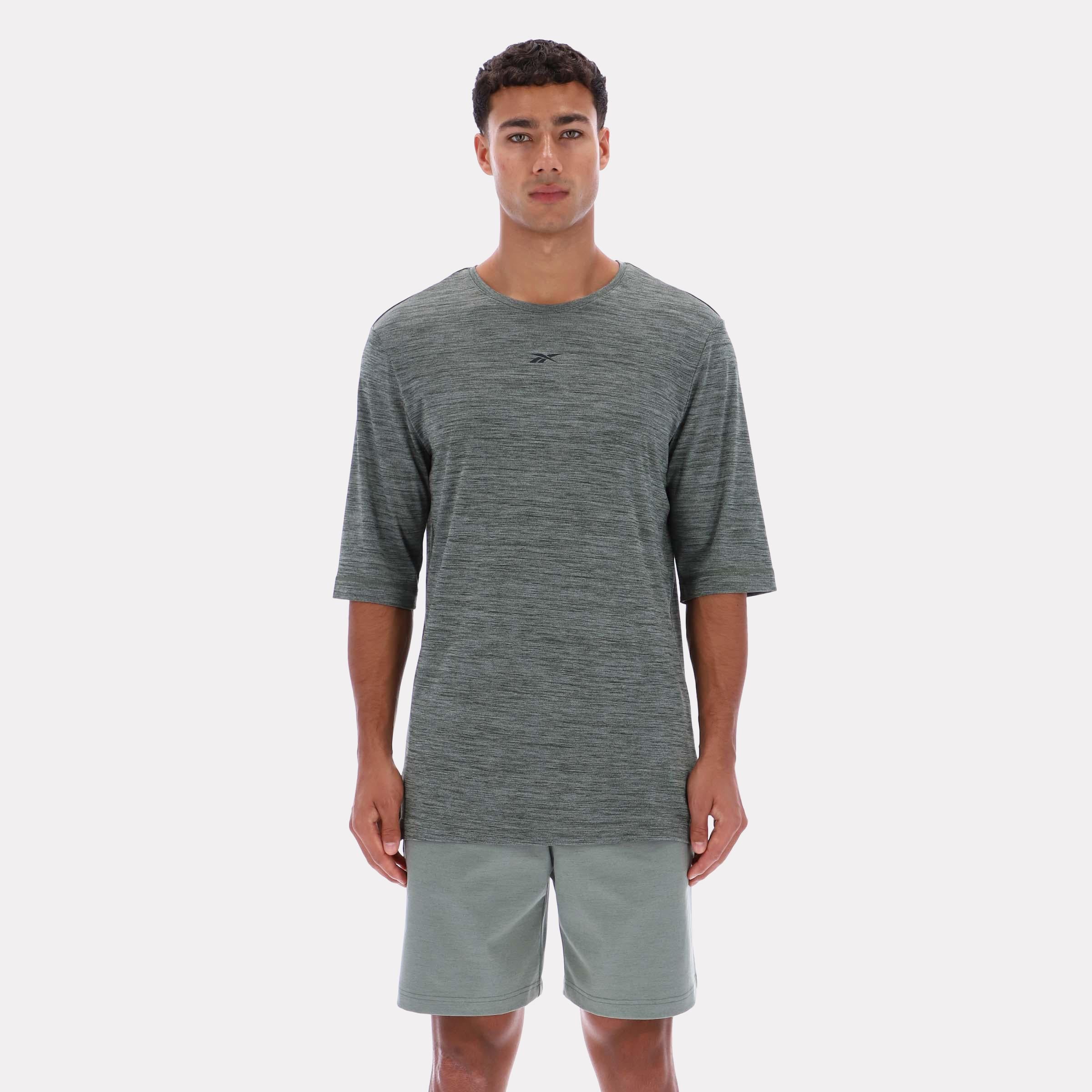 Reebok Apparel  Men's Yoga Relaxed Long Line Tee Reebok Training App Men Green Reg