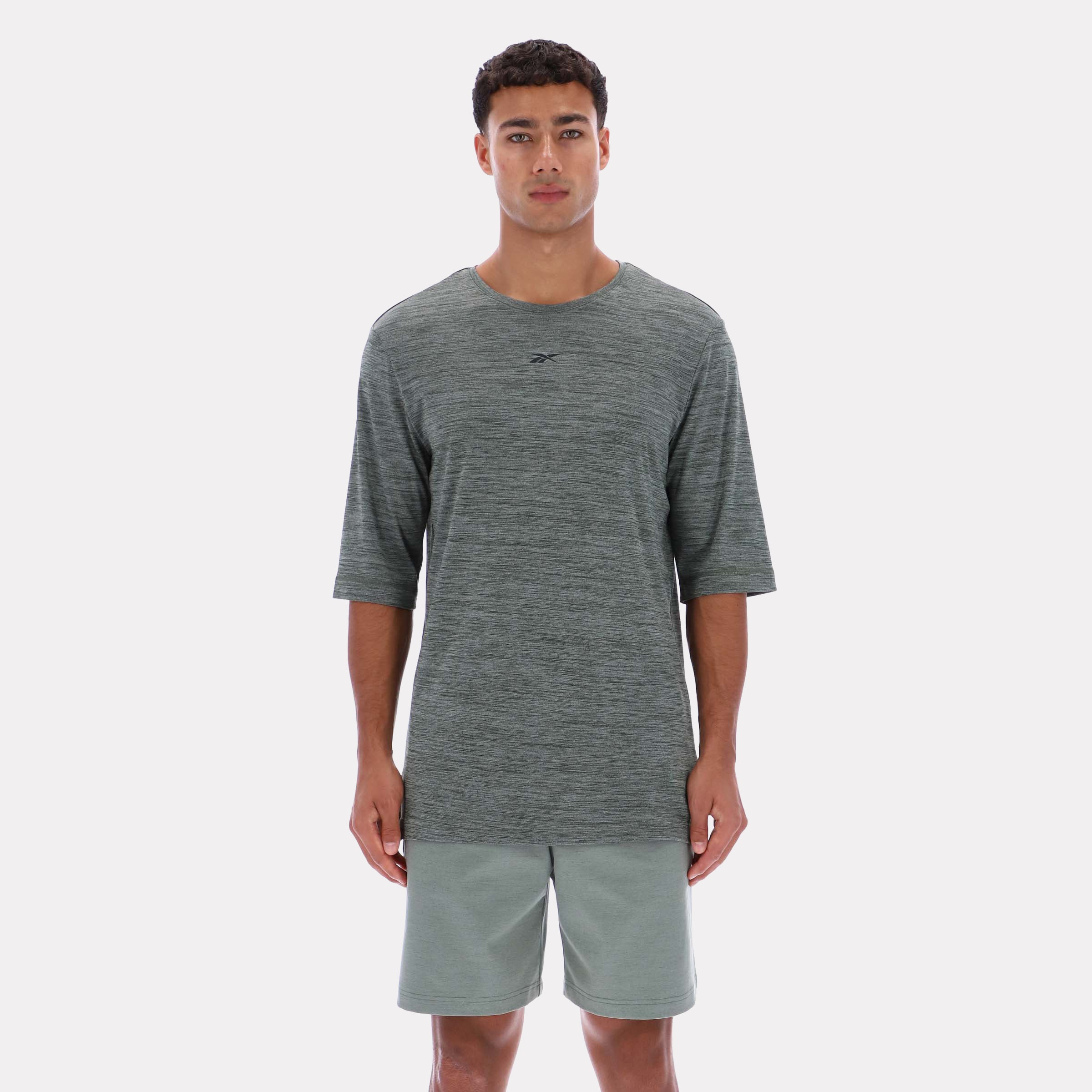 Reebok Men's Yoga Relaxed Long Line Tee  In Green REG