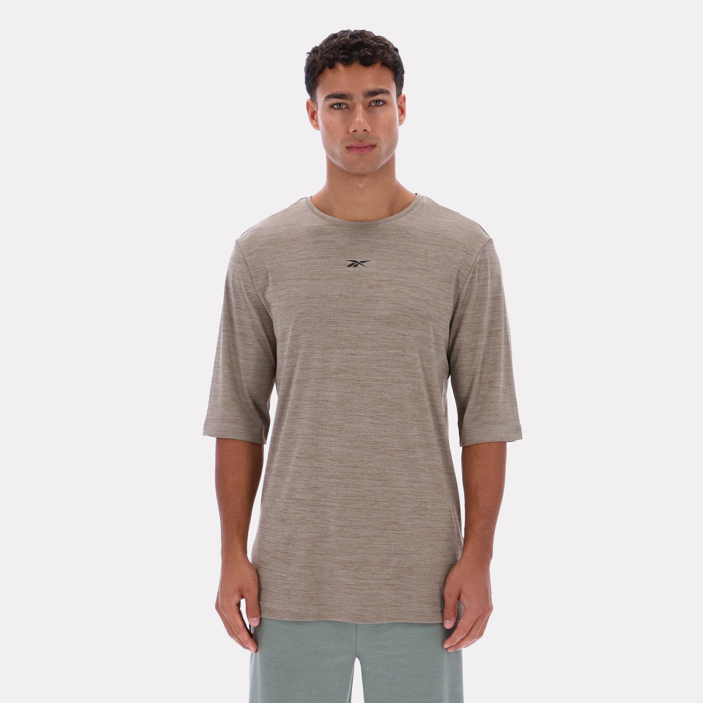 Reebok Men's Yoga Relaxed Long Line Tee  In Gritty REG