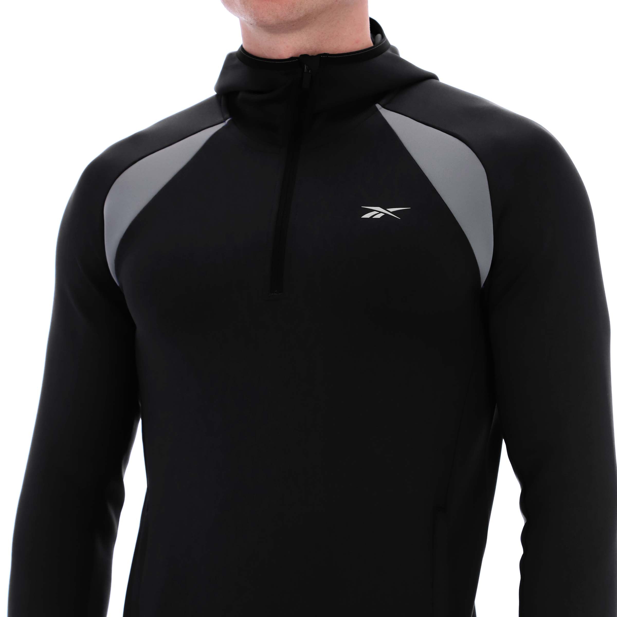 Reebok Men's Sheerer Mock Neck Full Zip Training Top  In Black REG