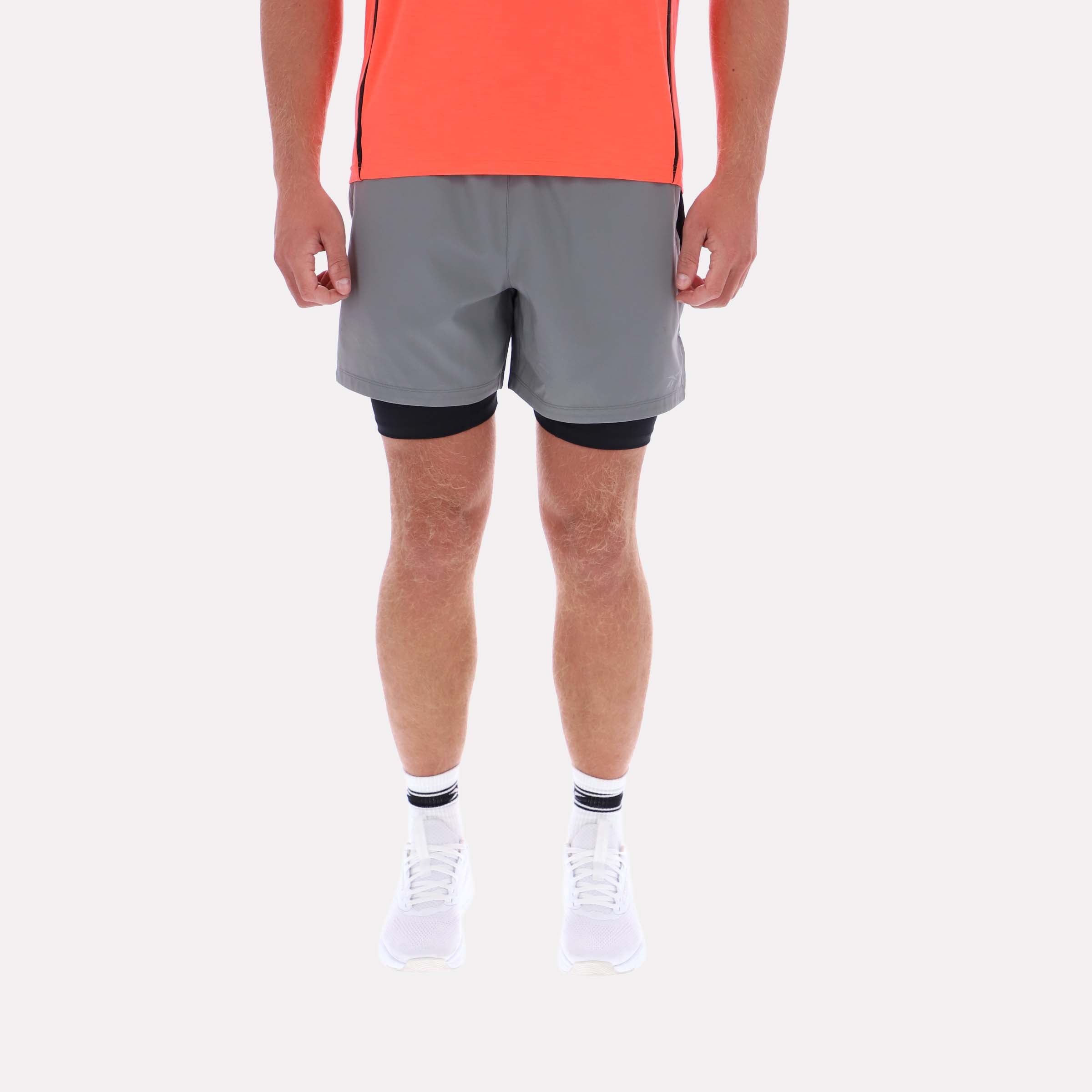 Reebok Men's 2 In 1 Running Short  Reg In Grey