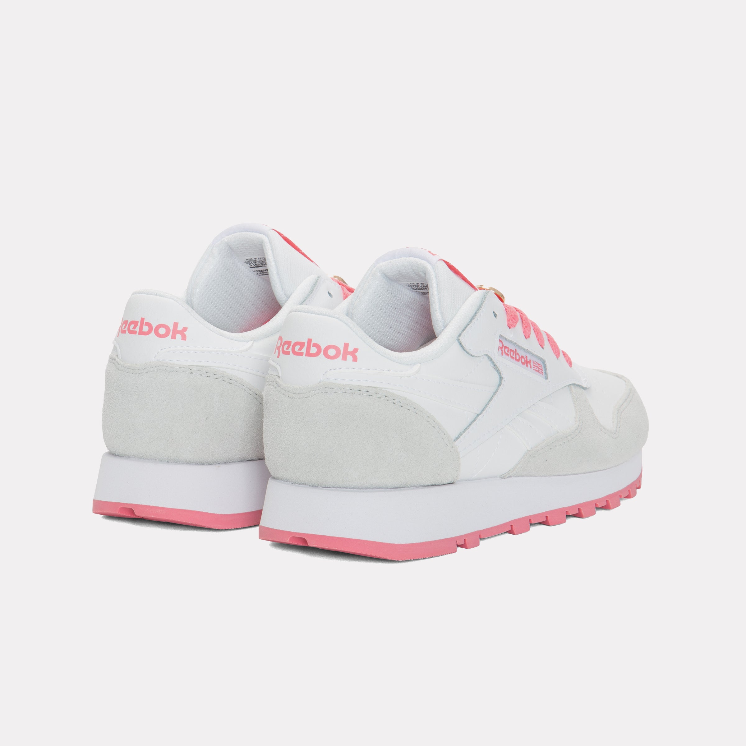 Reebok Girl's' Classic Leather Junior  In White/Moon/Passionpink M