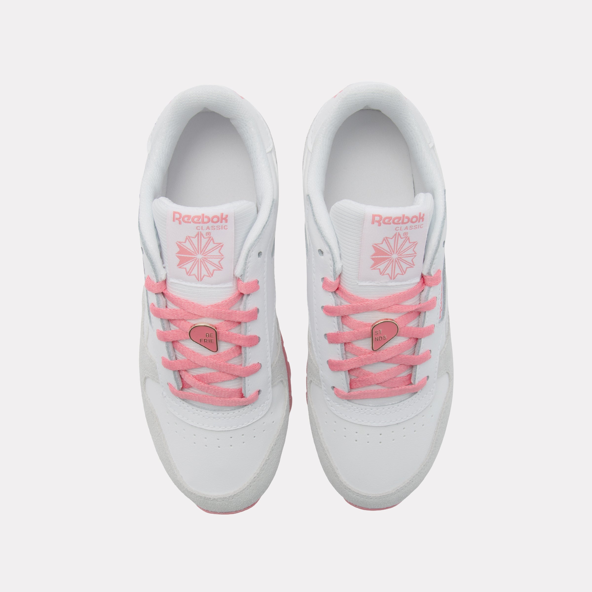 Reebok Girl's' Classic Leather Junior  In White/Moon/Passionpink M