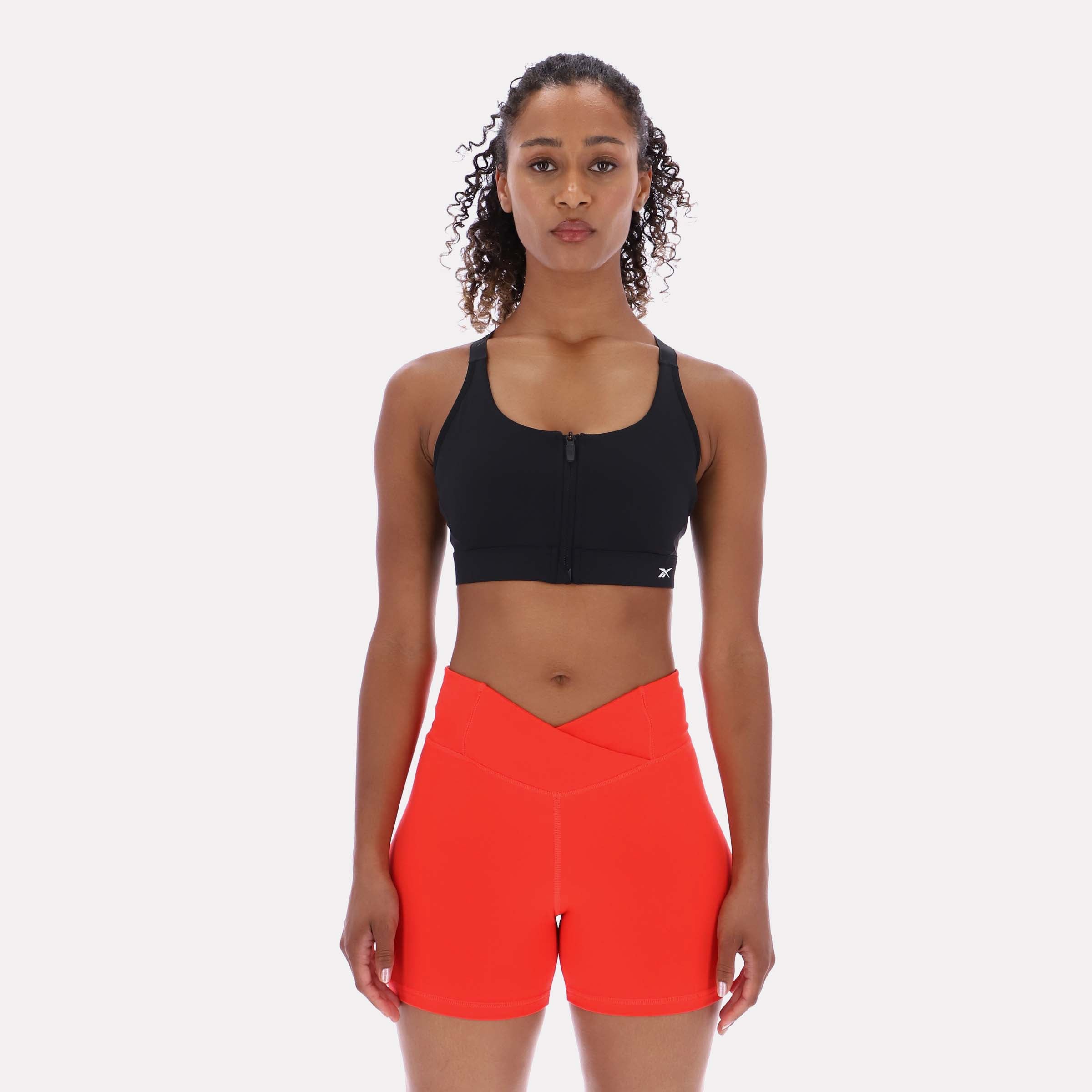 Reebok Women's Lux Front-Zip High Impact Bra  Reg In Black
