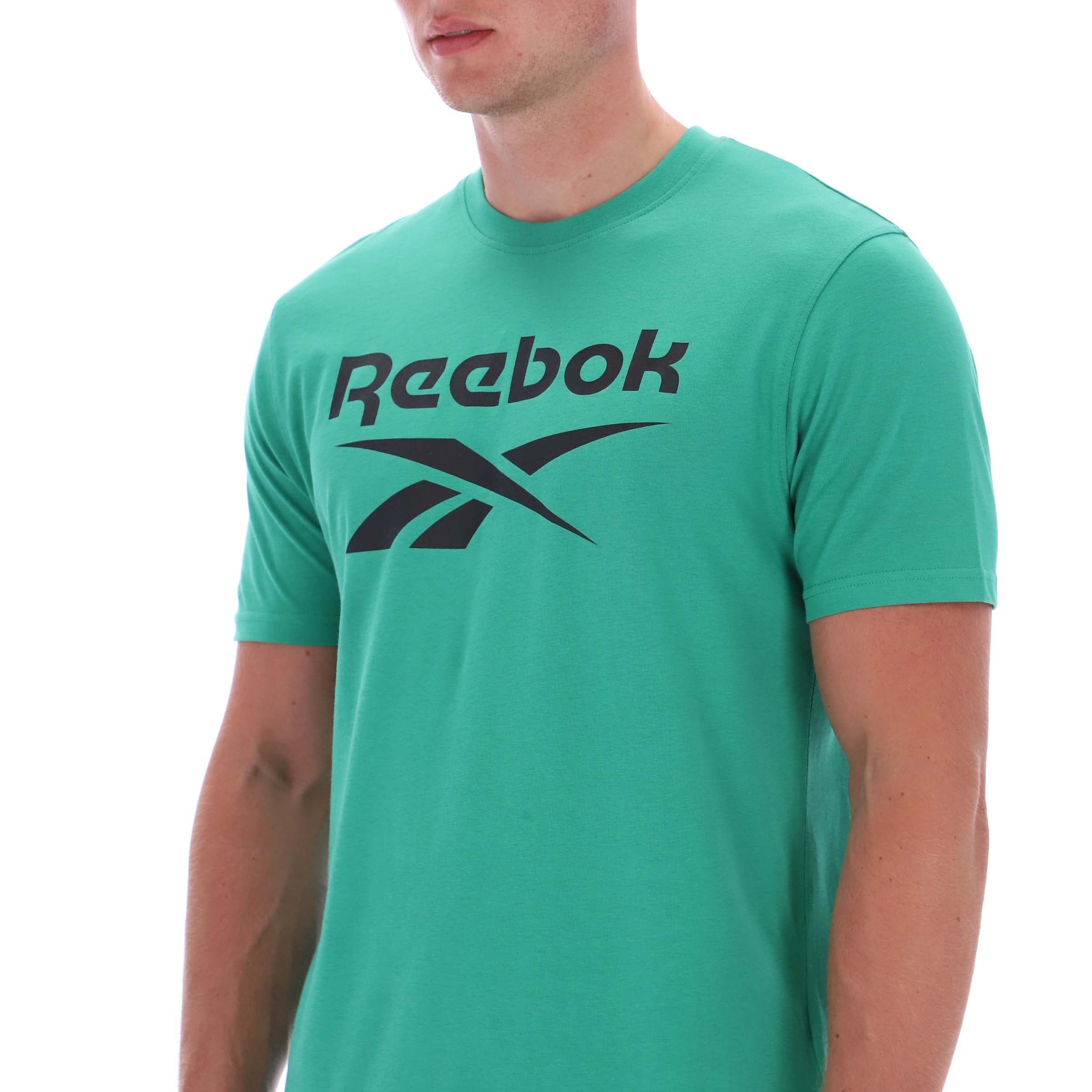 Reebok Men's Chad Big Logo Crew Neck Ss Tee  In Green REG