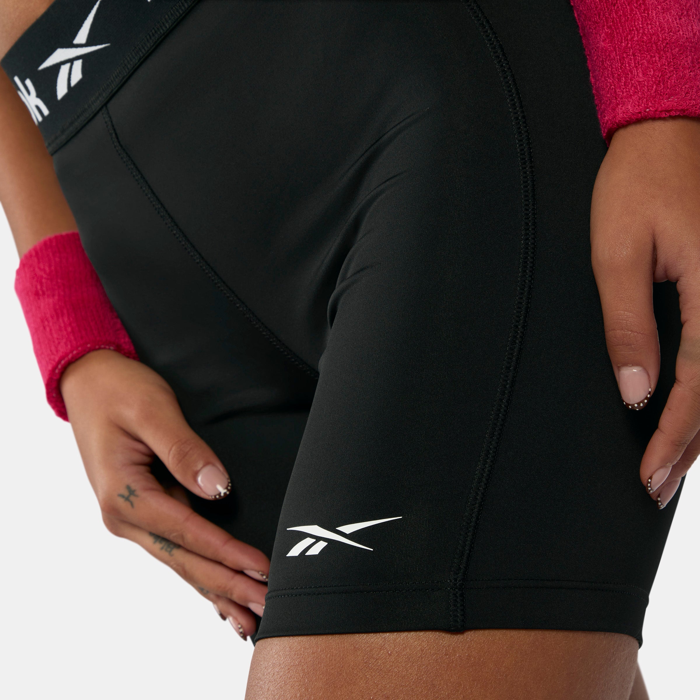 Reebok Women's Id Train Ruched Biker Shorts  In Black REG