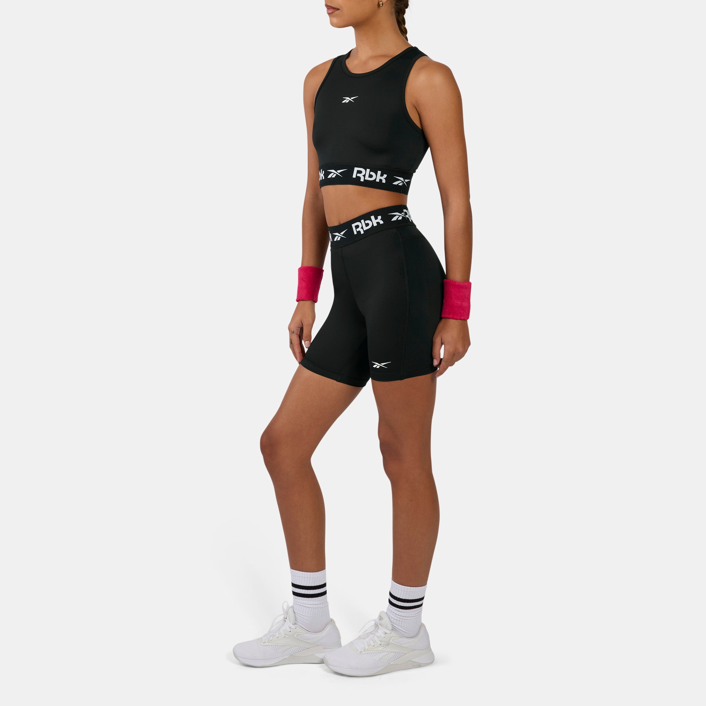 Reebok Women's Id Train Ruched Biker Shorts  In Black REG