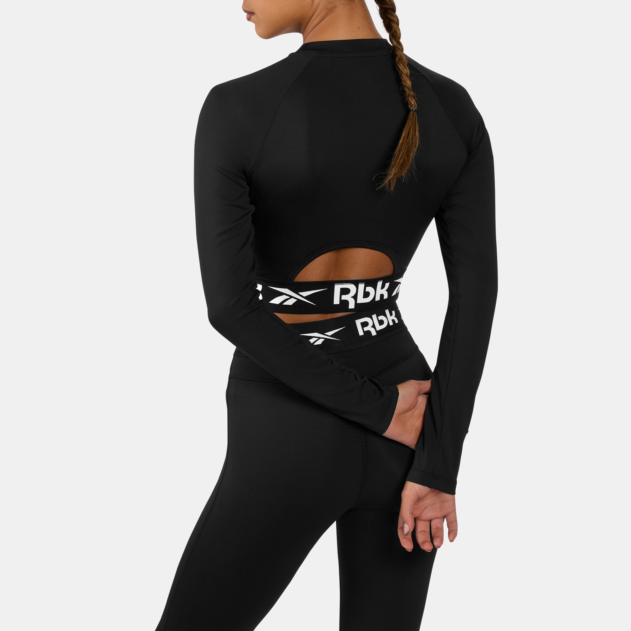 Reebok Women's Id Train Cutout Long Sleeve  In Black REG