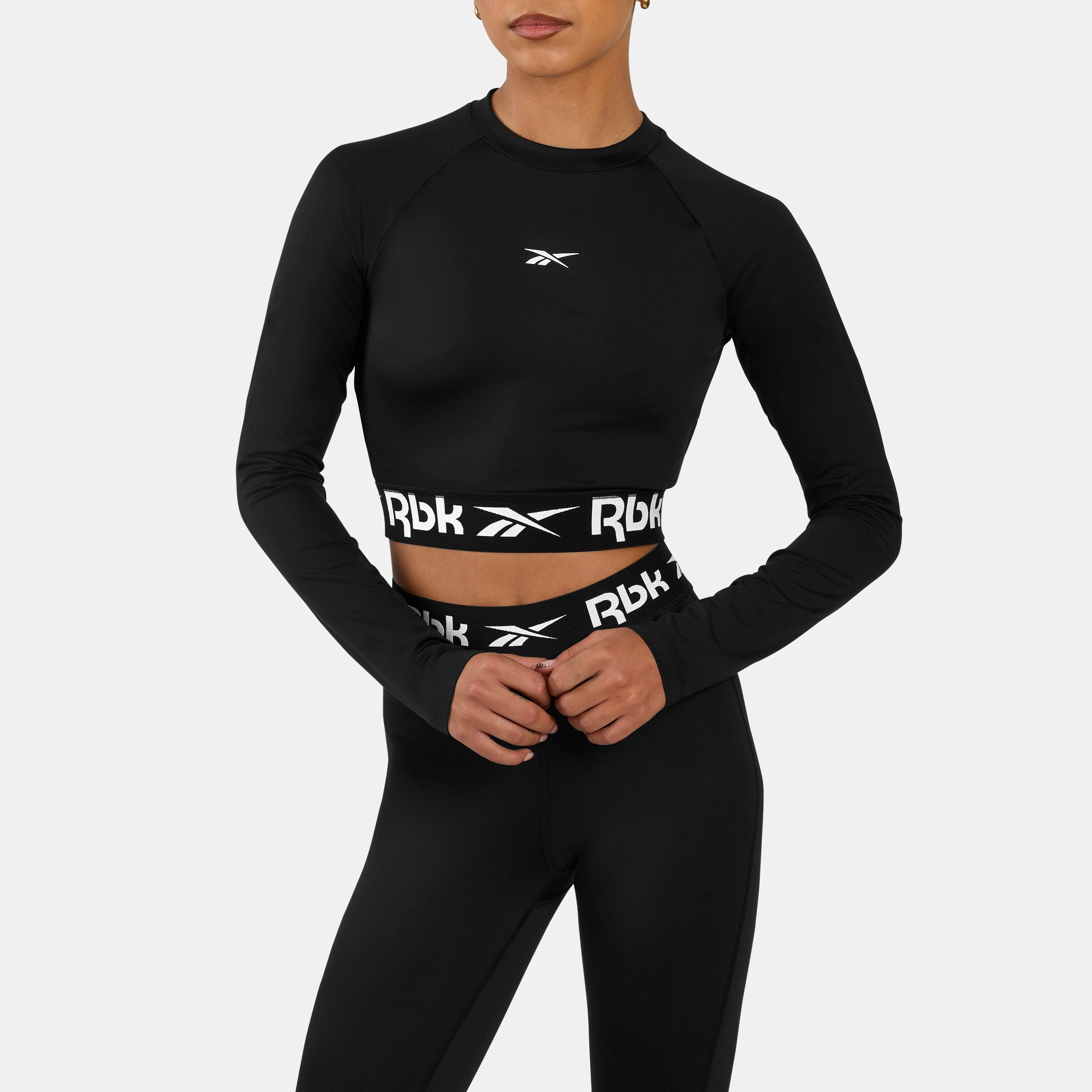 Reebok Women's Id Train Cutout Long Sleeve  In Black REG