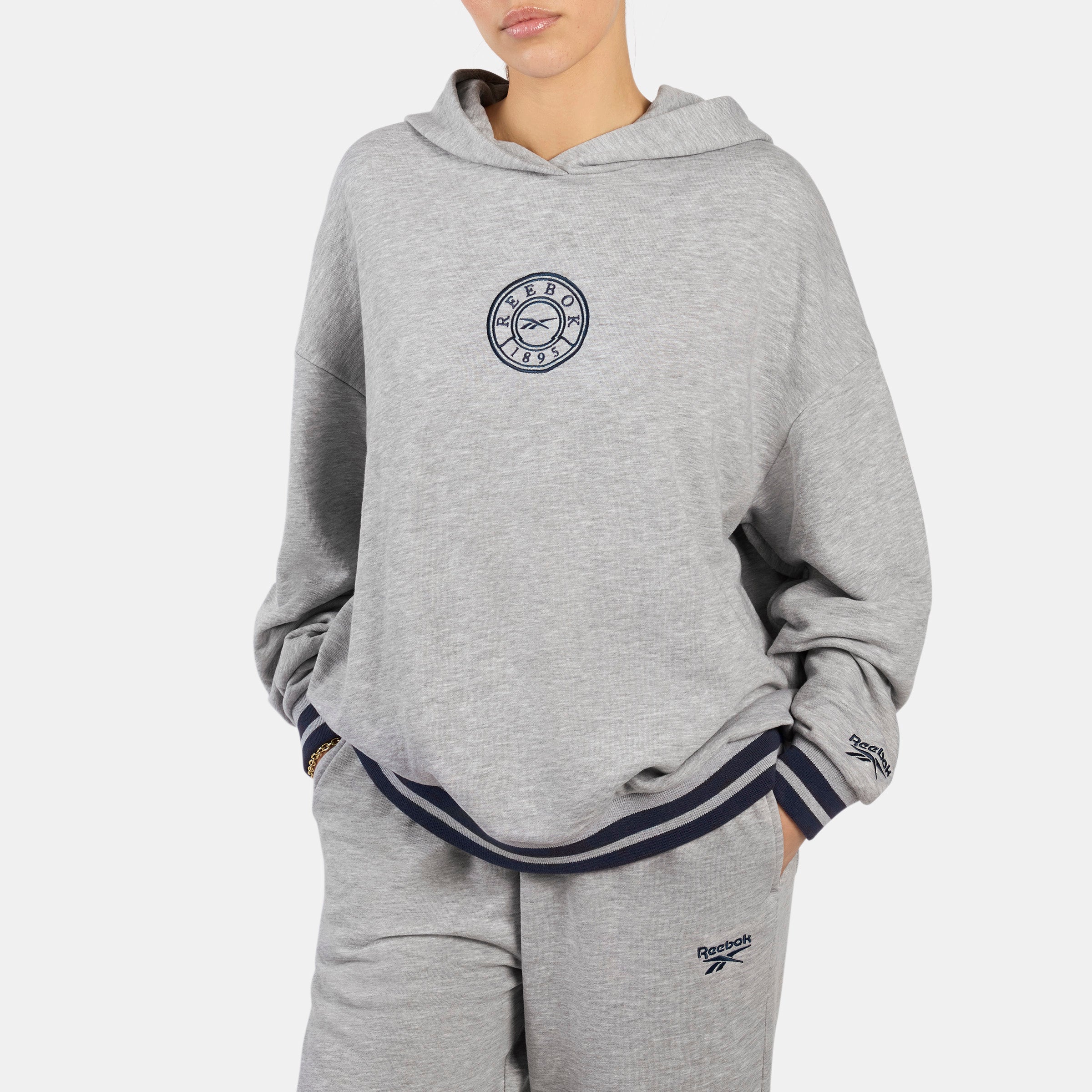 Reebok Women's Lawn Club Oversized Hoodie  In Light Grey Marl REG