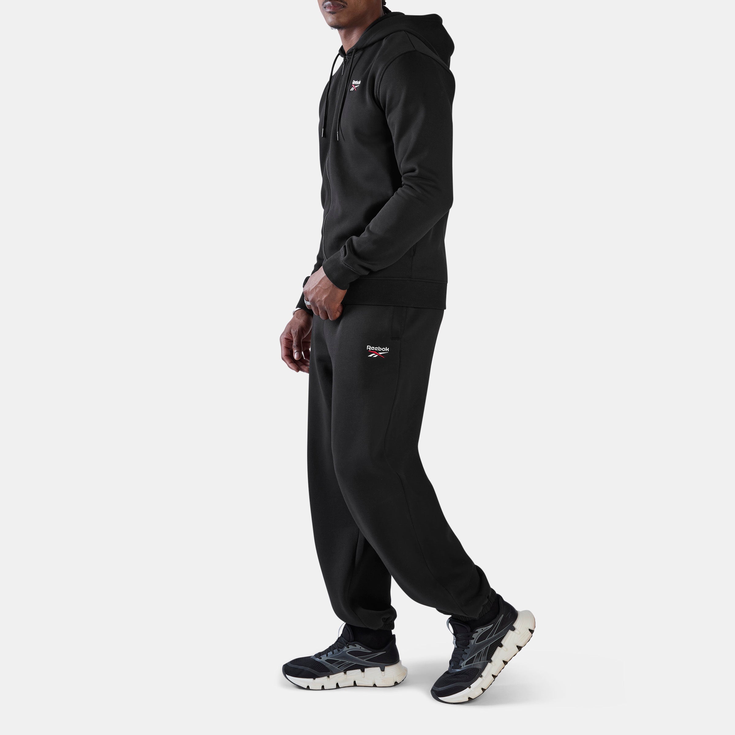 Reebok Men's Id 2-Colour Logo Relaxed Fleece Pants  In Black REG