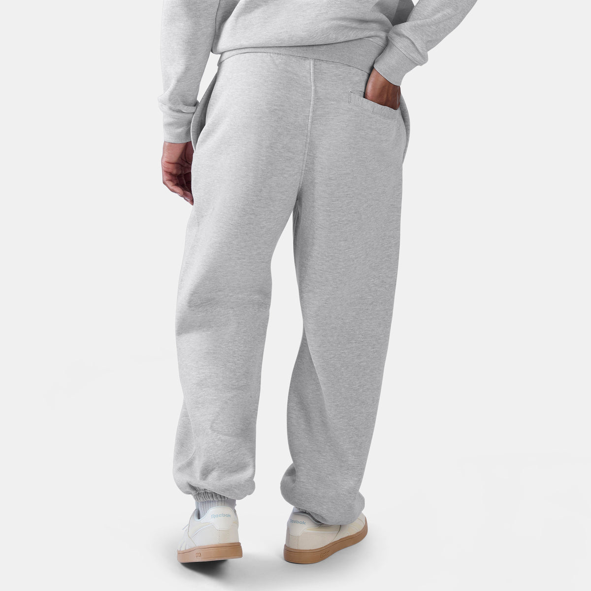 Reebok Men's Id 2-Colour Logo Relaxed Fleece Pants  In Light Grey Marl REG