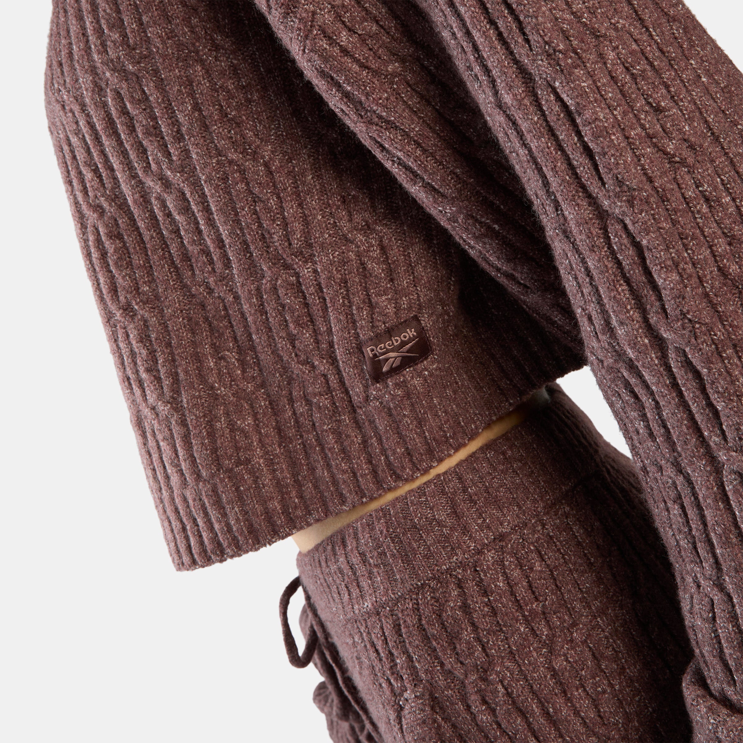 Reebok Women's Elevated Athletic Cable Knit Hoodie  In Dark Cocoa REG