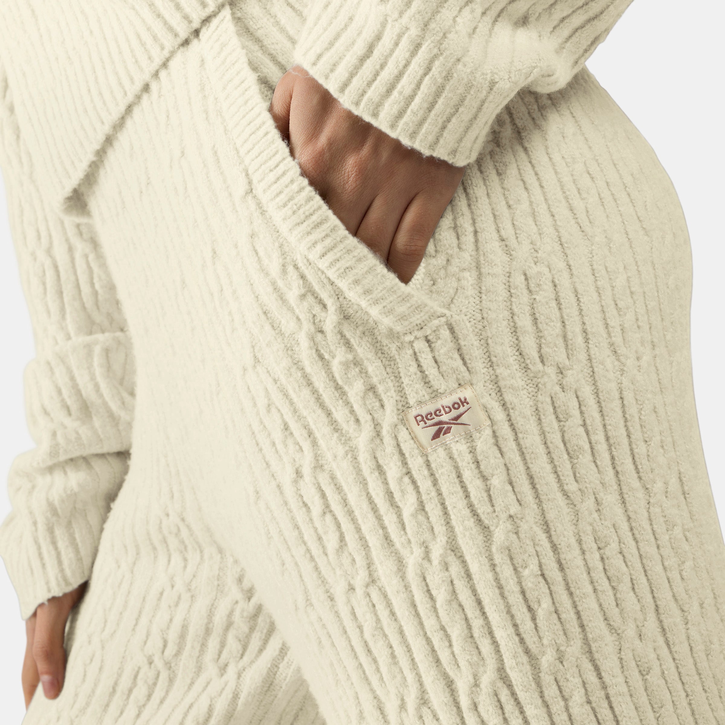Reebok Women's Elevated Athletic Cable Knit Track Pants  In Linen REG