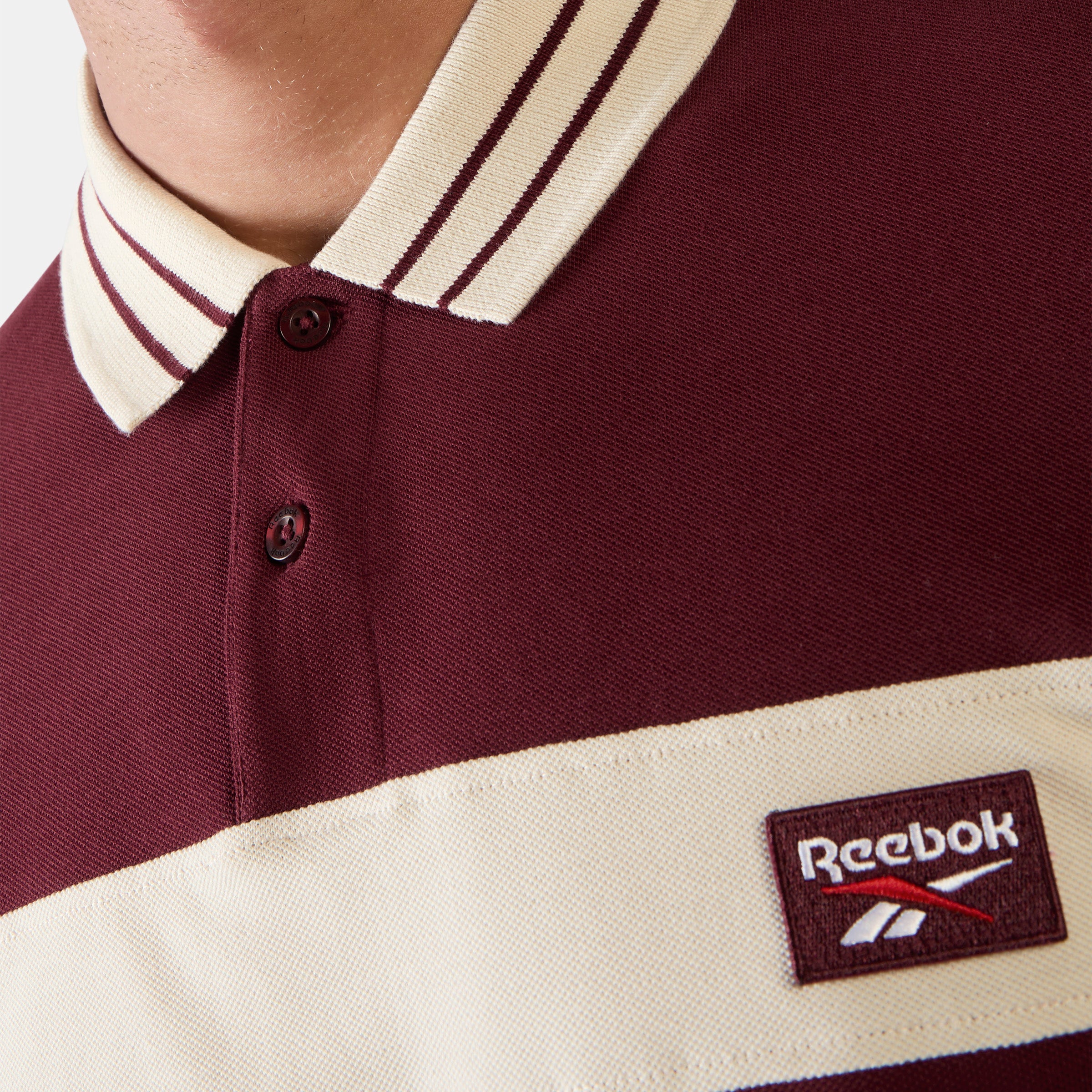 Reebok Men's Heritage Panelled Pique Polo Shirt  In Red REG