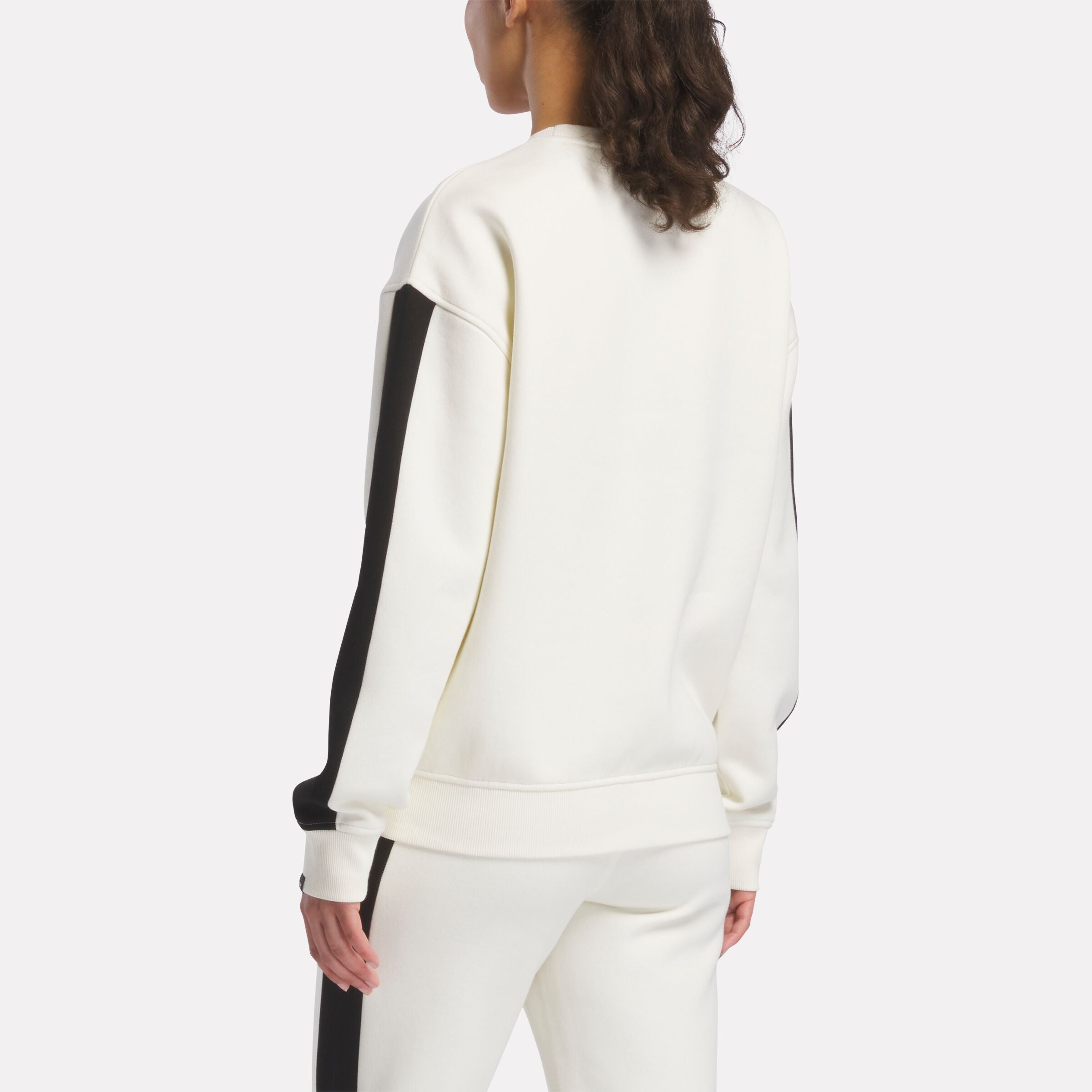 Reebok Women's Id Panel Play Fleece Crew Sweatshirt  In Chalk REG