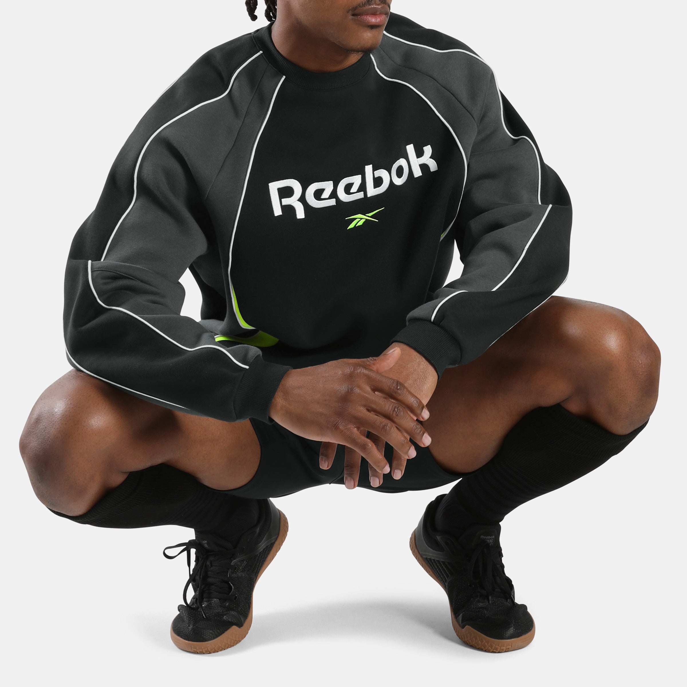 Reebok Men's Sidewinder Football Crewneck Sweatshirt  In Black/Grey REG