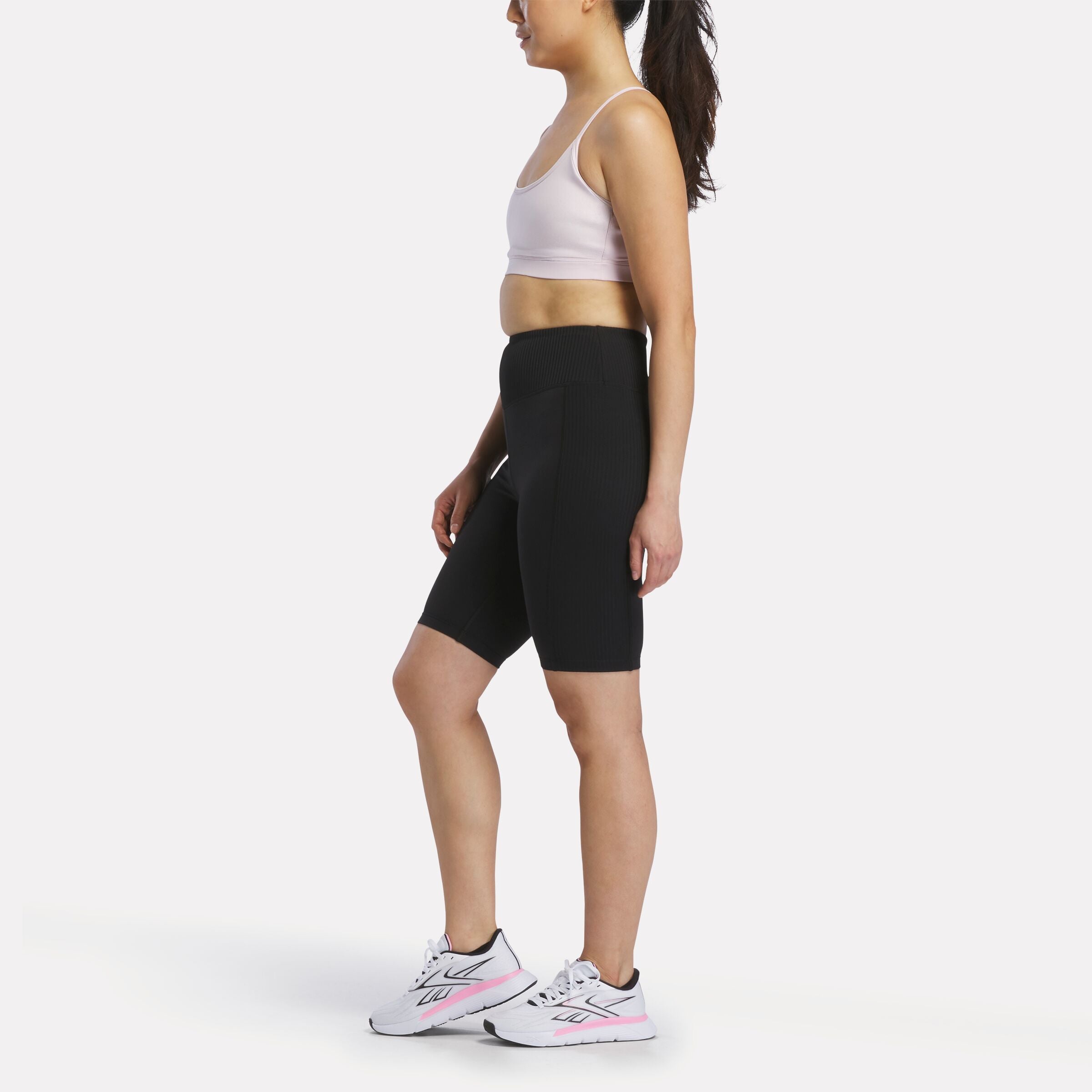 Reebok Women's Lux Peached Biker Shorts  In Black REG