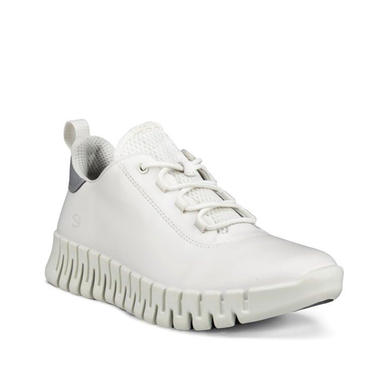 ECCO Women's Gruuv Sneaker Lea in White/Light Grey