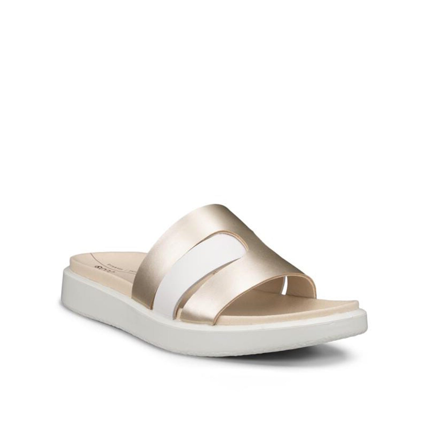 ECCO Women's Flowt Slide in White/Pure Gold