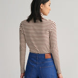 Gant Apparel S Women's Slim Striped Rib Turtleneck Seasonal Newness Brown Reg