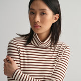 Gant Apparel S Women's Slim Striped Rib Turtleneck Seasonal Newness Brown Reg