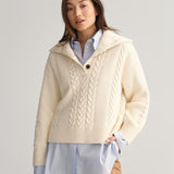 Gant Apparel S Women's Cable Texture Buttoned Roll Neck Iterations Nude Reg