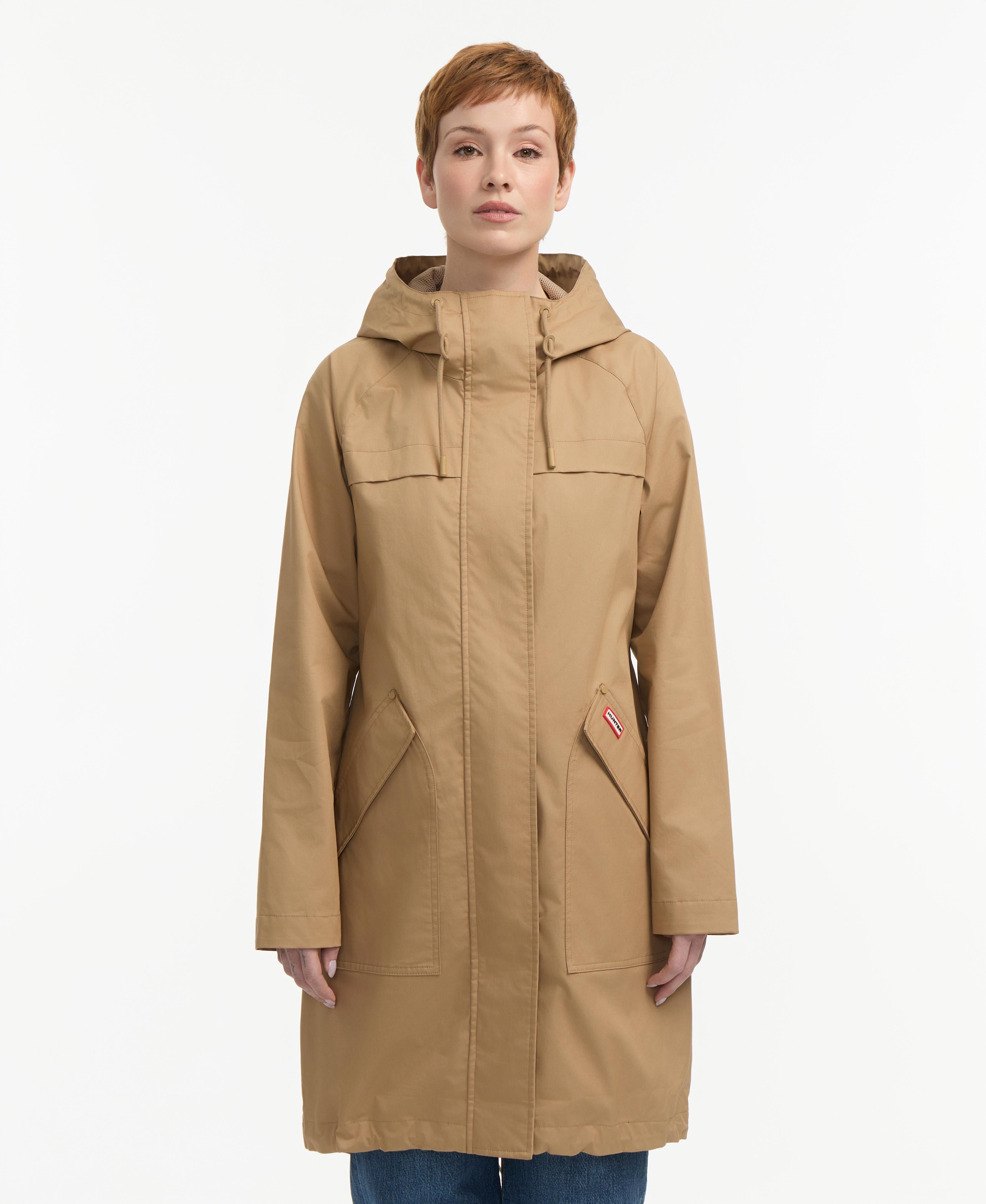 Hunter  Women's Jency Cotton High Low Rain Coat Brown Reg