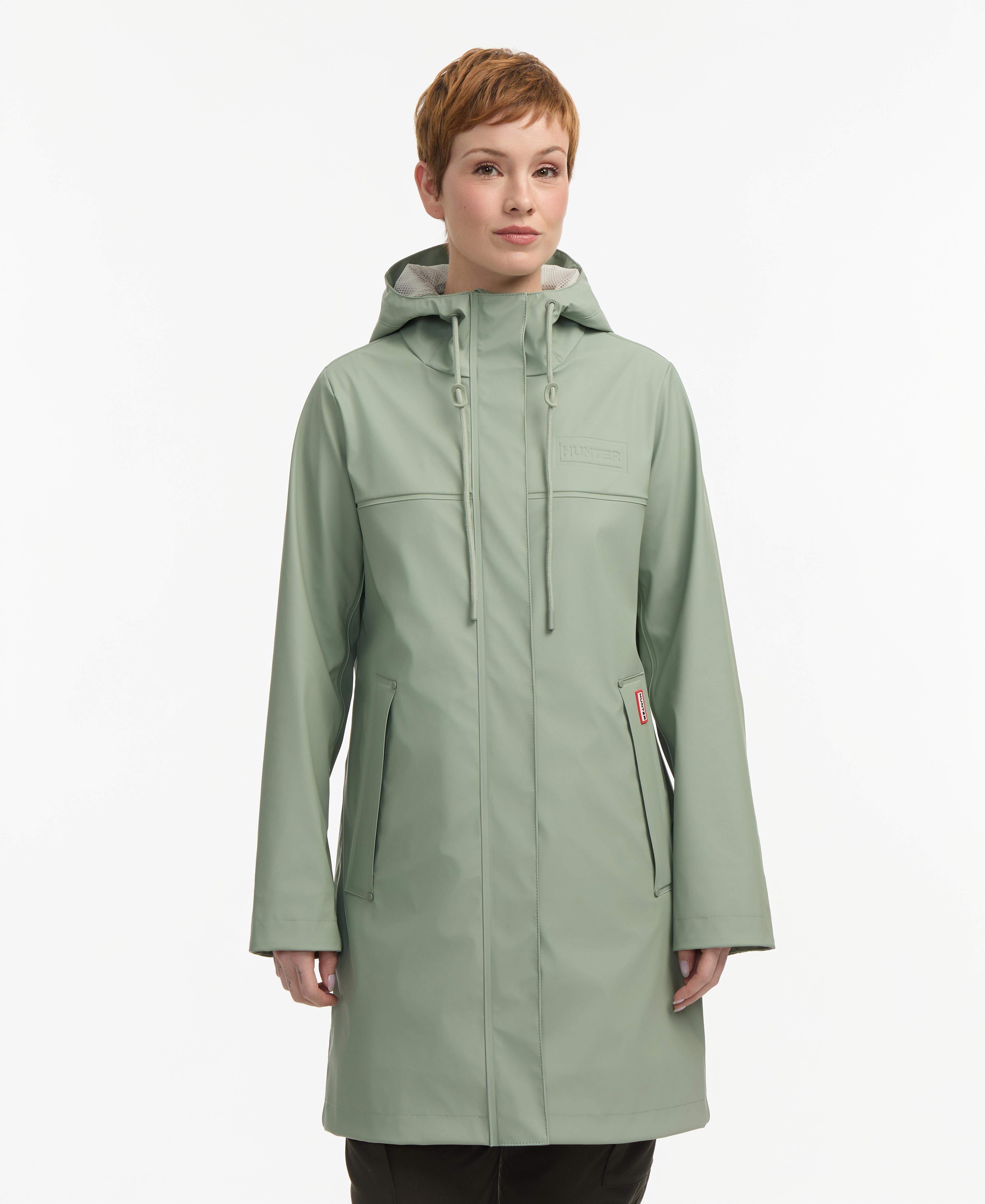 Hunter  Women's Spring Rubberized Rain Coat Green Reg