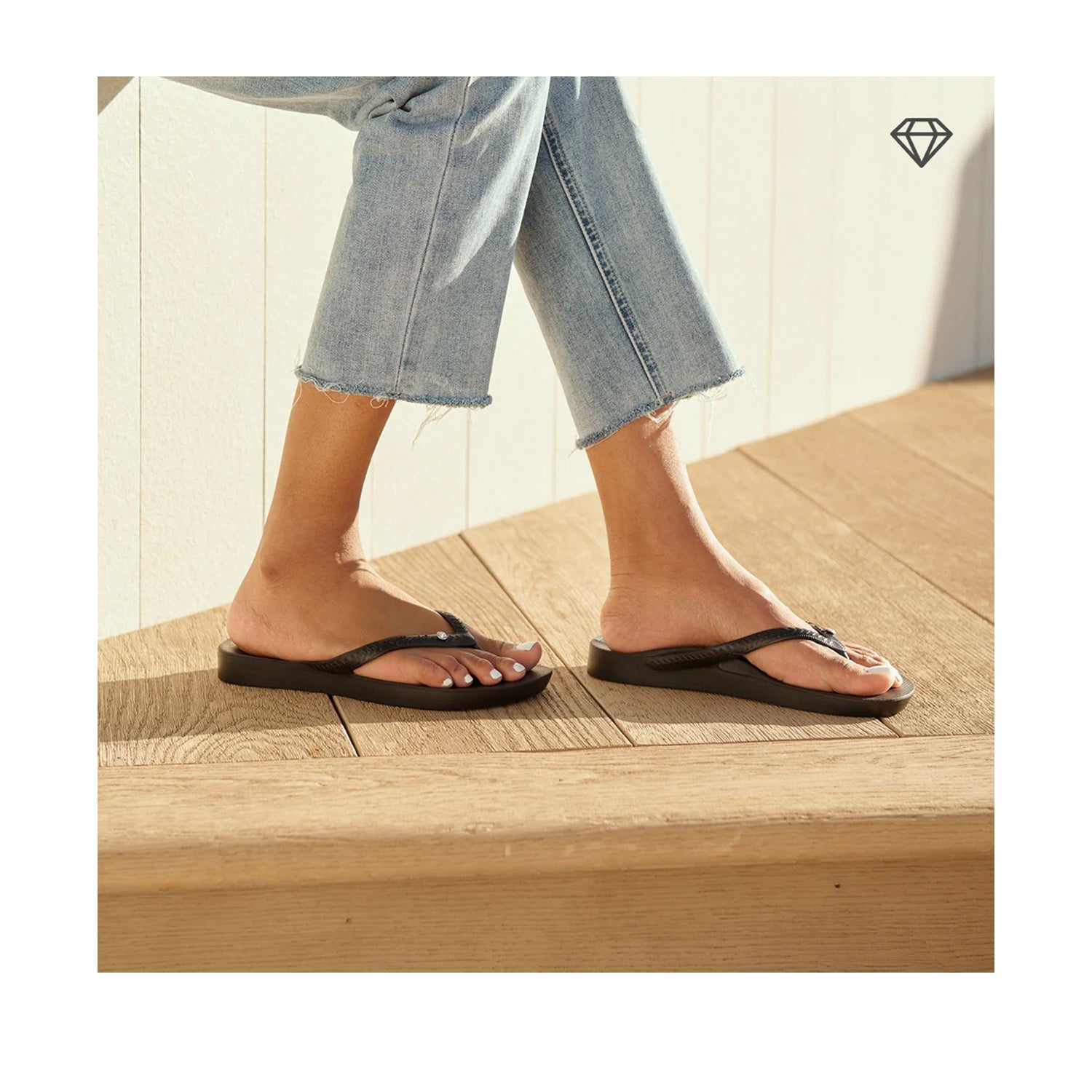 Archies Women's Support Flip Flops in Crystal Black