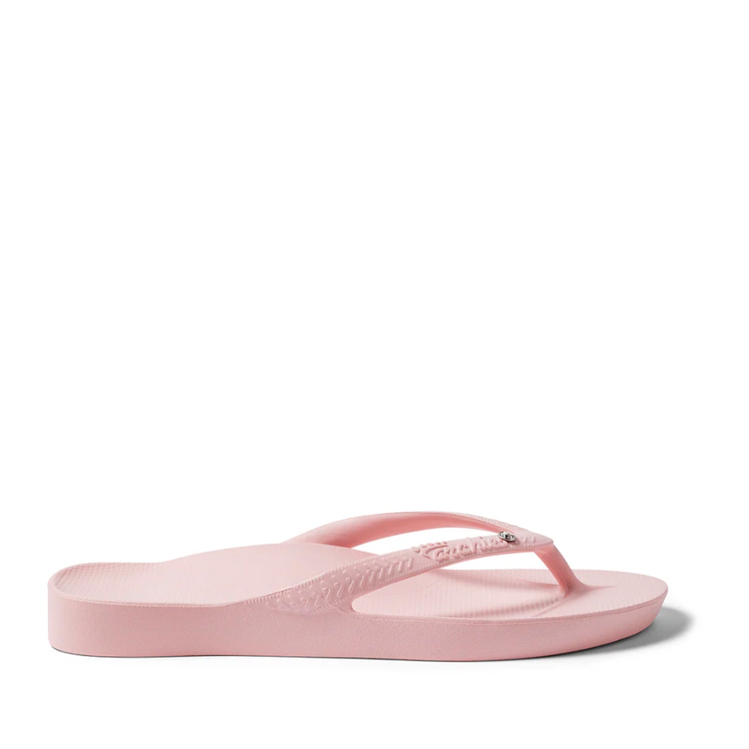 Crystal Pink thong flip flops on a Crystal Pink background
