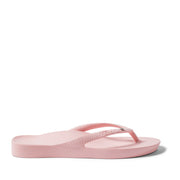 Crystal Pink thong flip flops on a Crystal Pink background