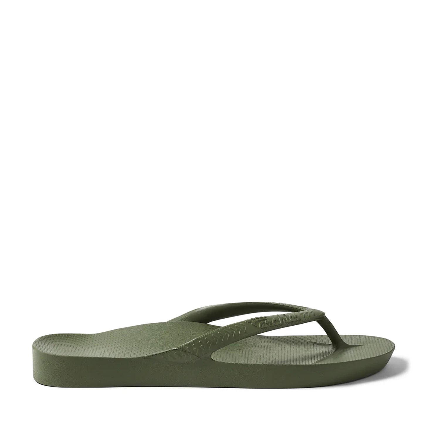 Olive thong flip flops on a Olive background
