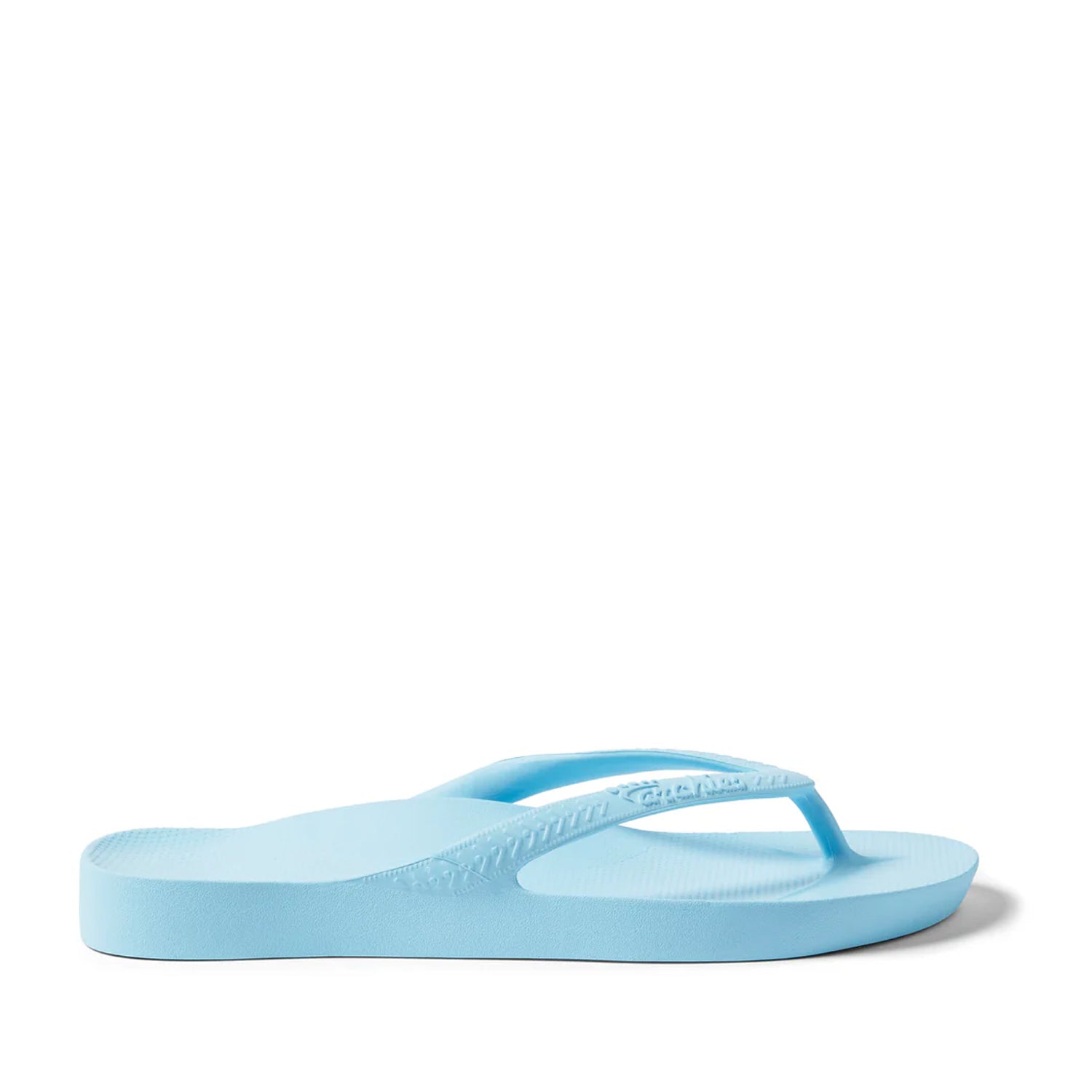 Sky Blue thong flip flops on a Sky Blue background