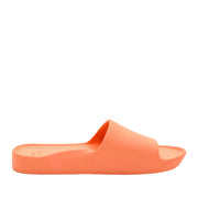 Orange slide sandals on a white background