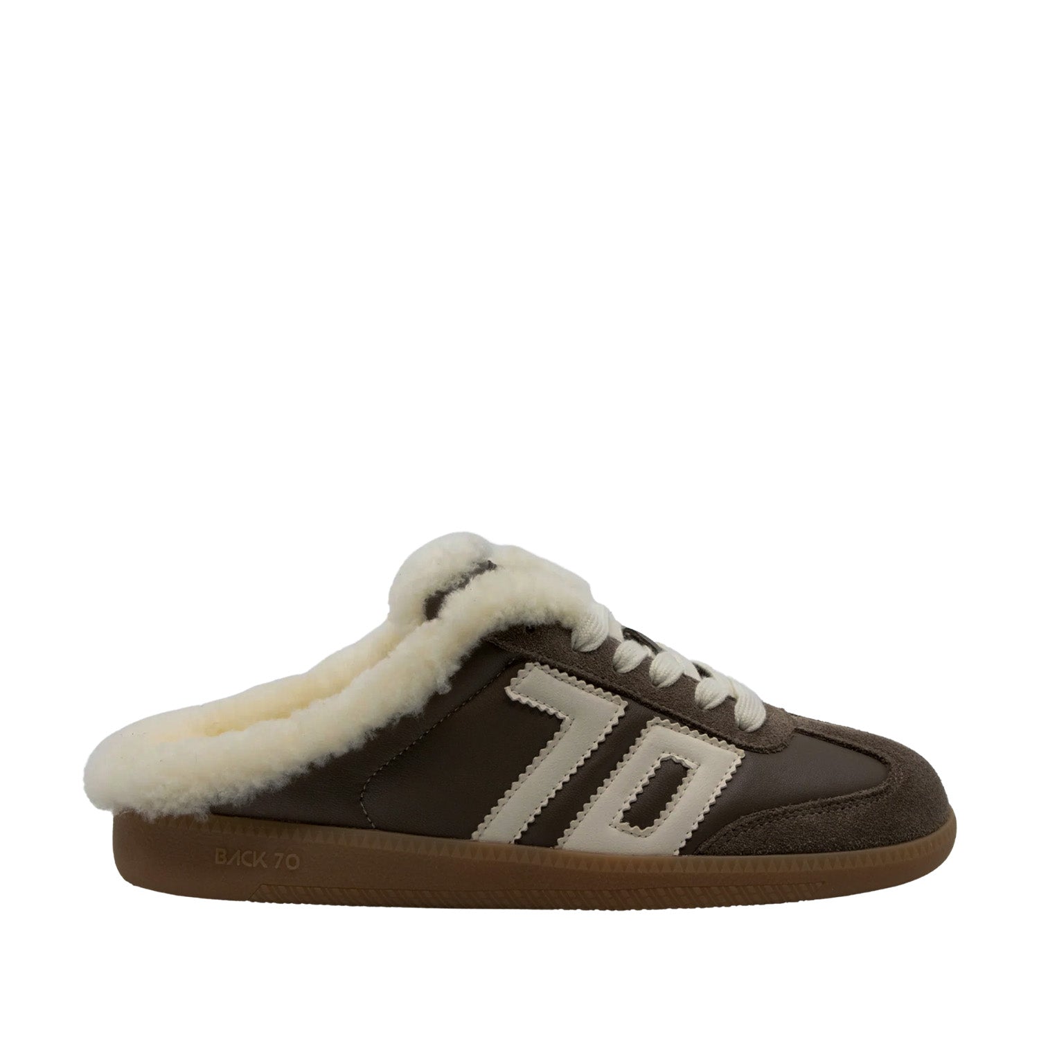two-tone brown velvet sneaker on a white background