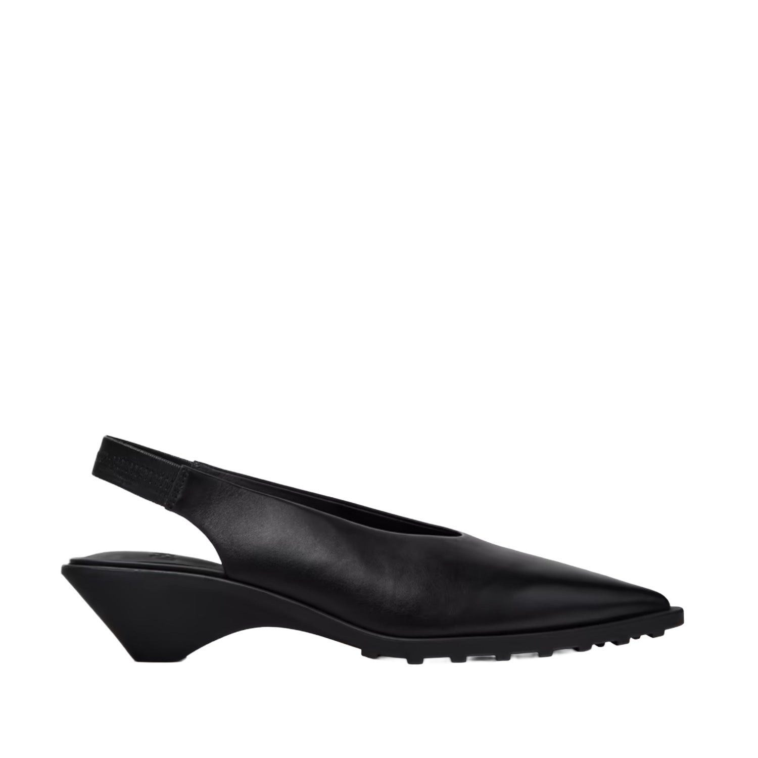 black slingback heel on a white background