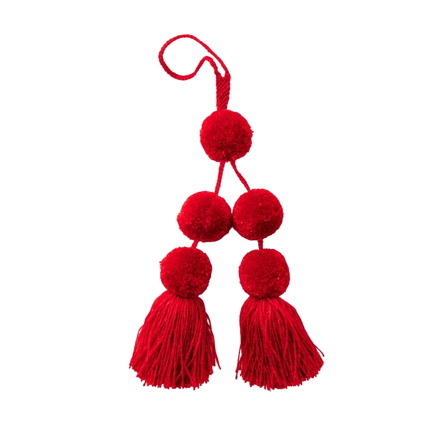 Canela Women's Tassel Pompons in Red