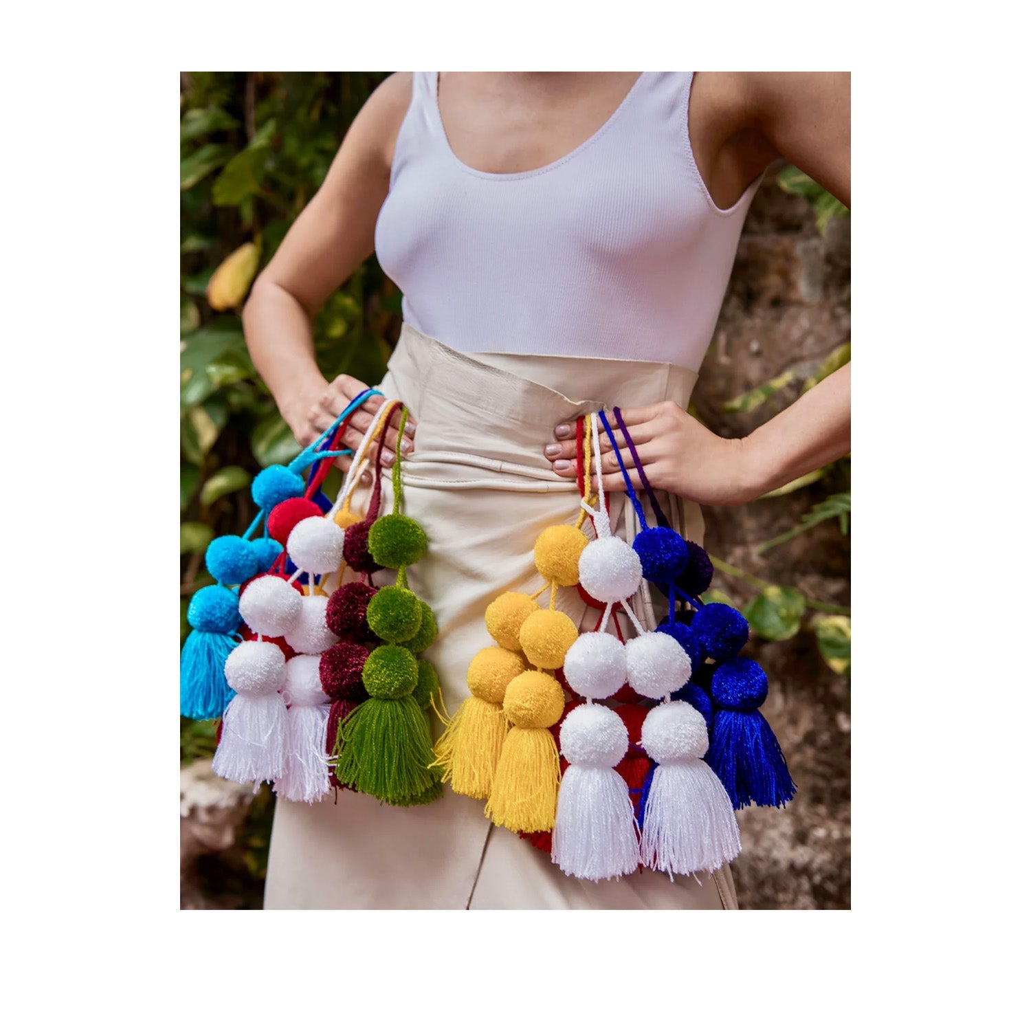 Canela Women's Tassel Pompons in Army