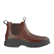 brown chelsea boot on a white background