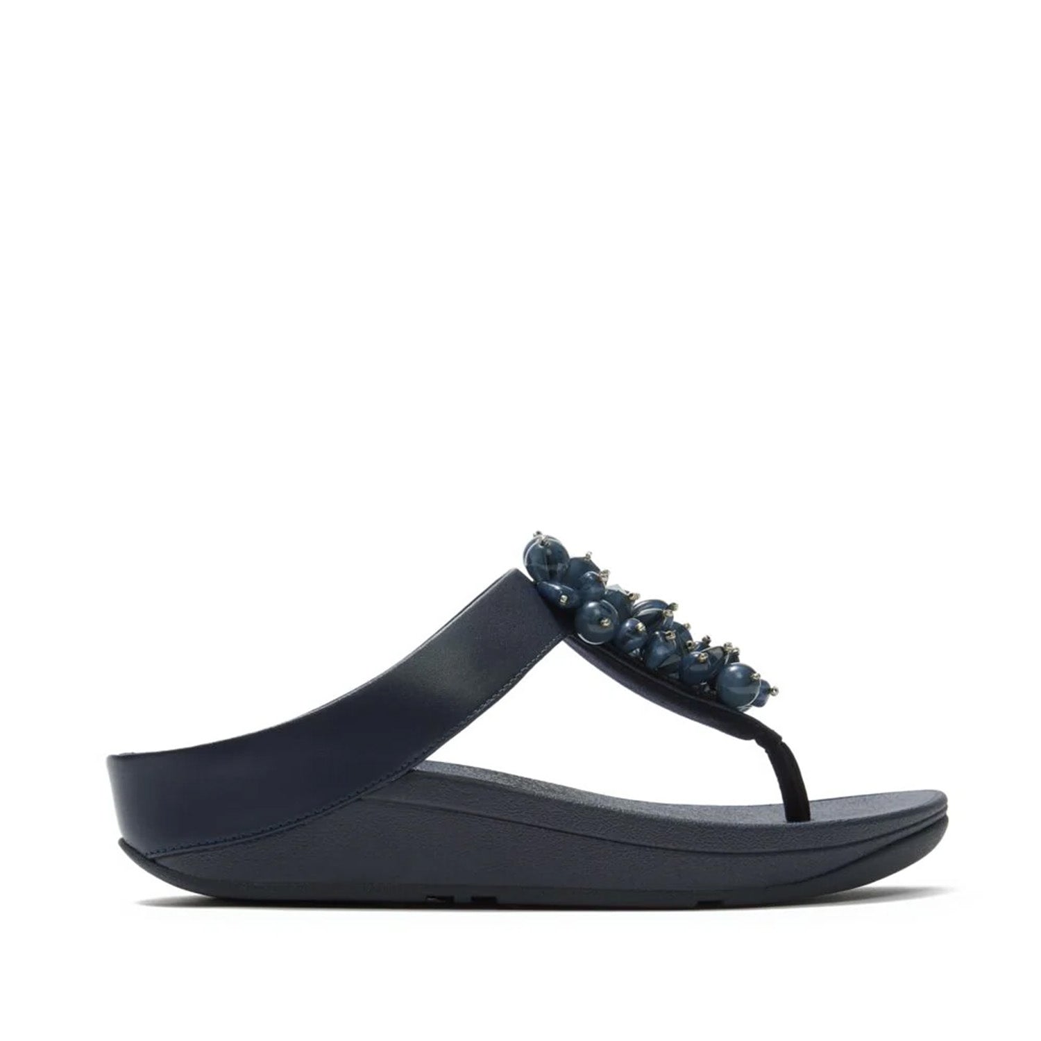 Fitflop Women's Fino in Bead-Cluster Toe-Post Sandals Midnight Navy