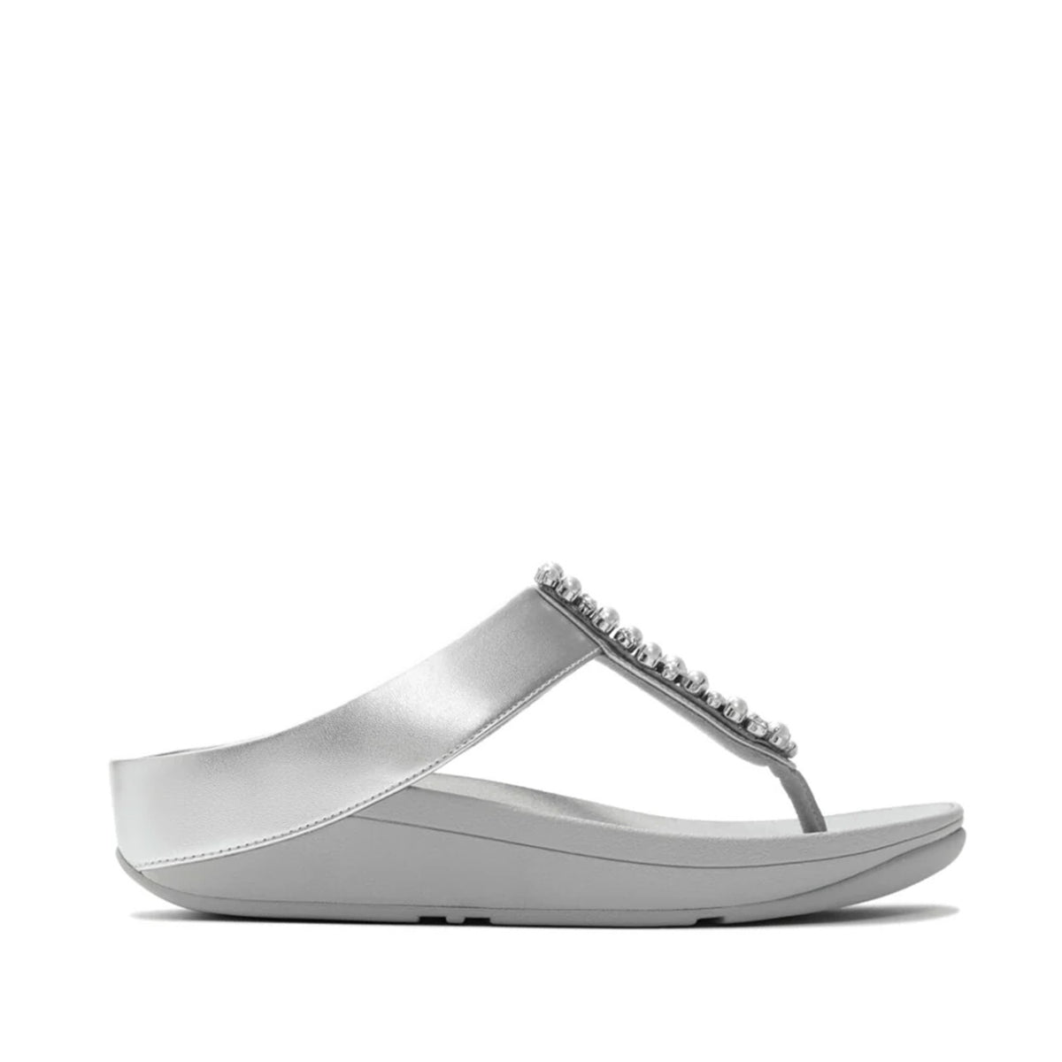 Fitflop Women's Fino Pearls-And-Crystal Toe-Post Sandals in Silver